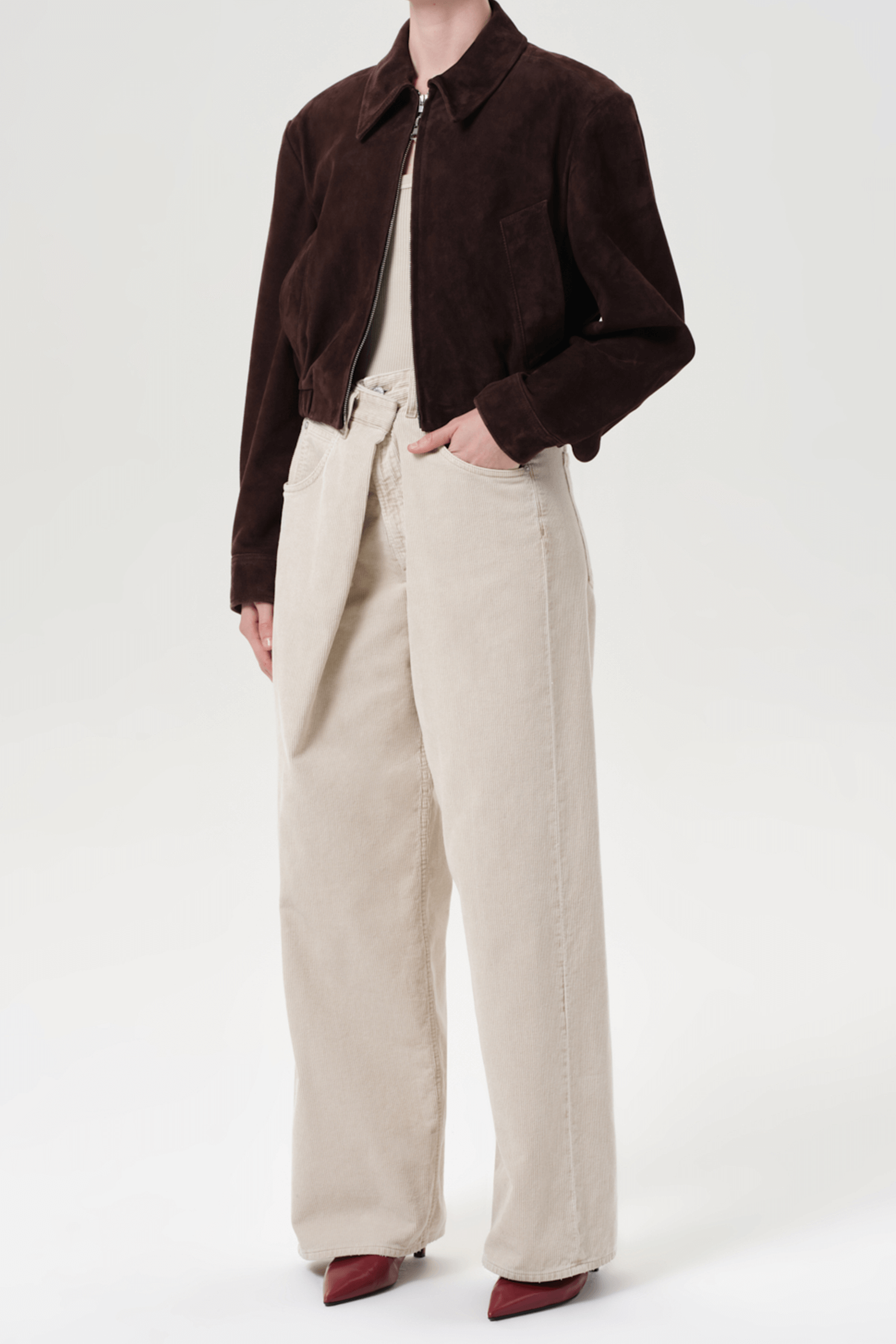 AGOLDE NAHLA CROPPED SUEDE JACKET | THE NEW TREND