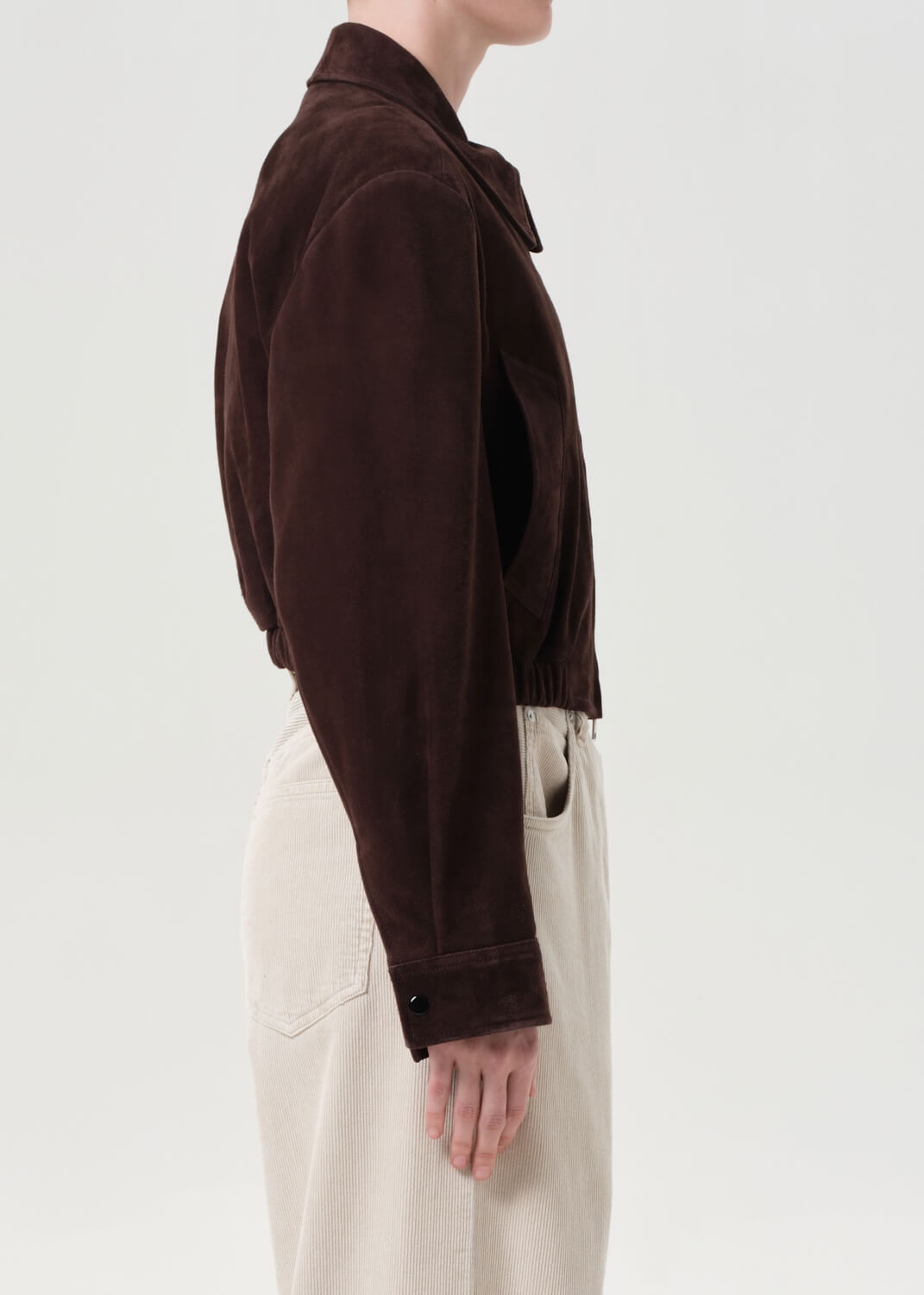 AGOLDE NAHLA CROPPED SUEDE JACKET | THE NEW TREND