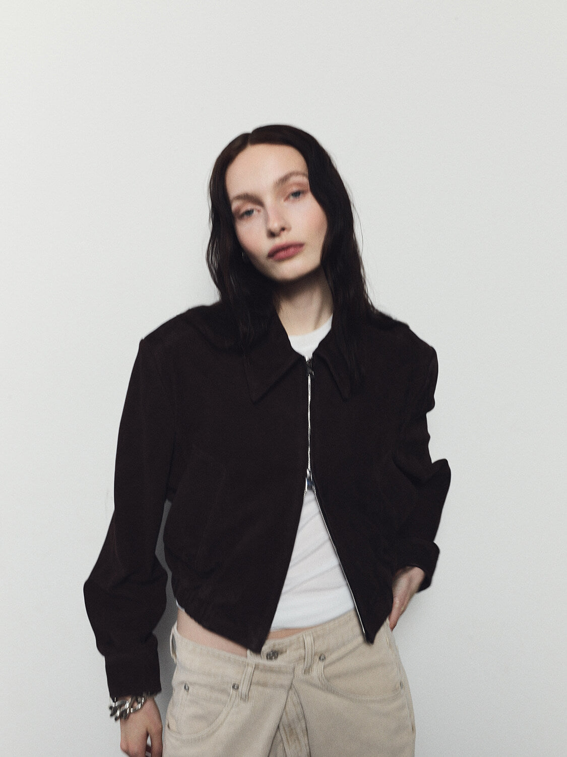 AGOLDE NAHLA CROPPED SUEDE JACKET | THE NEW TREND