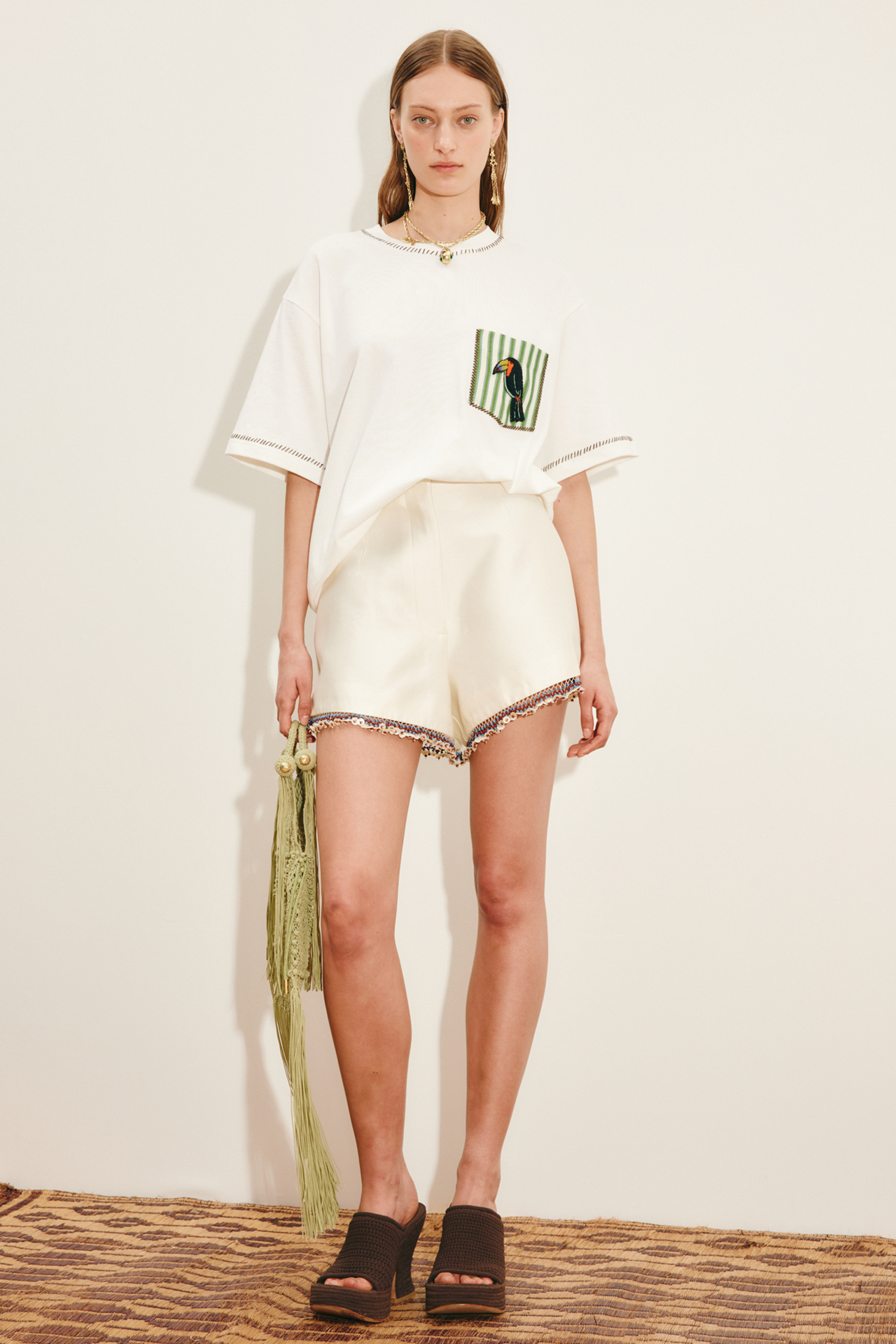 ALÉMAIS TOUCAN TANGO EMBROIDERED POCKET TEE | THE NEW TREND