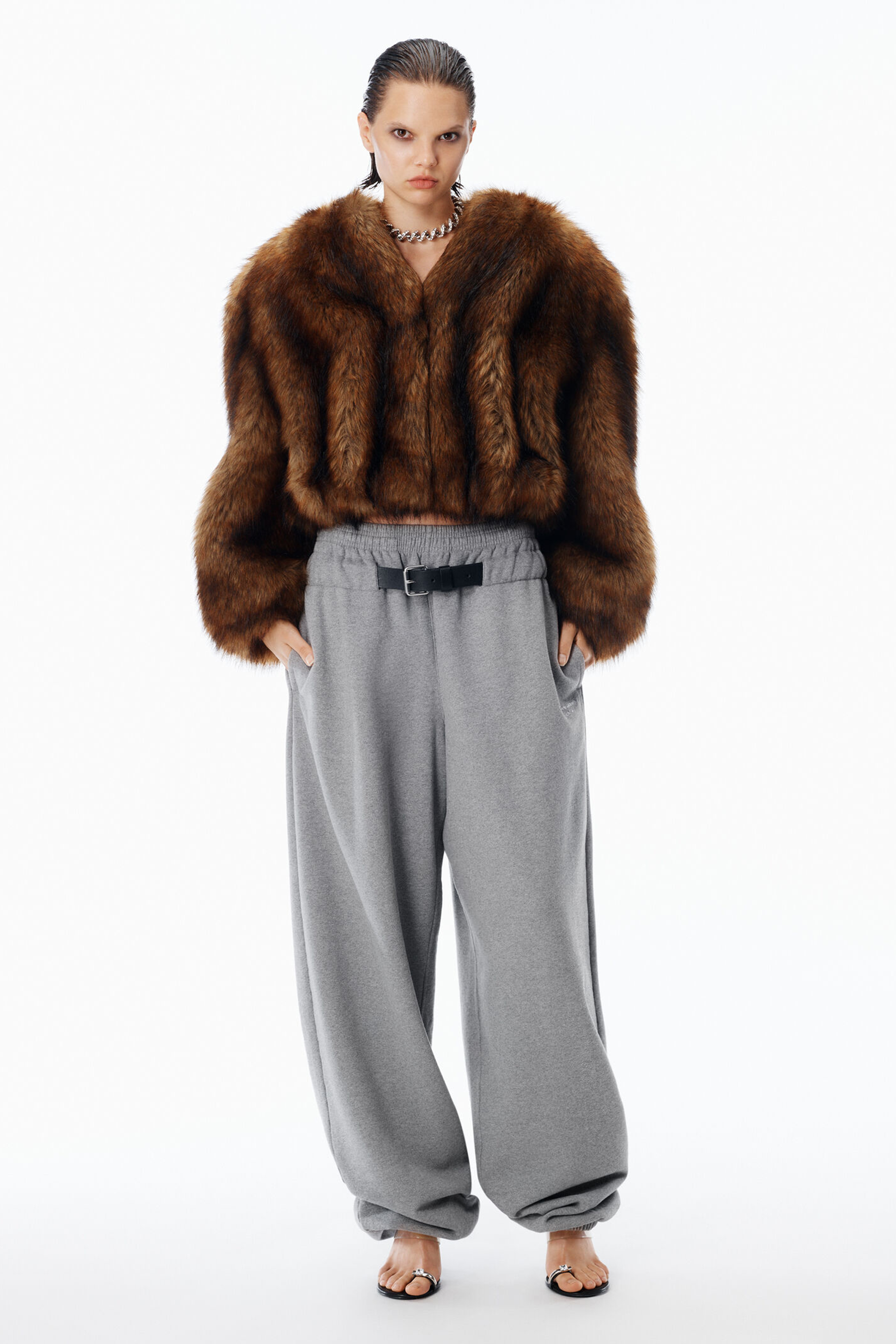 MID-RISE BELTED SWEATPANT