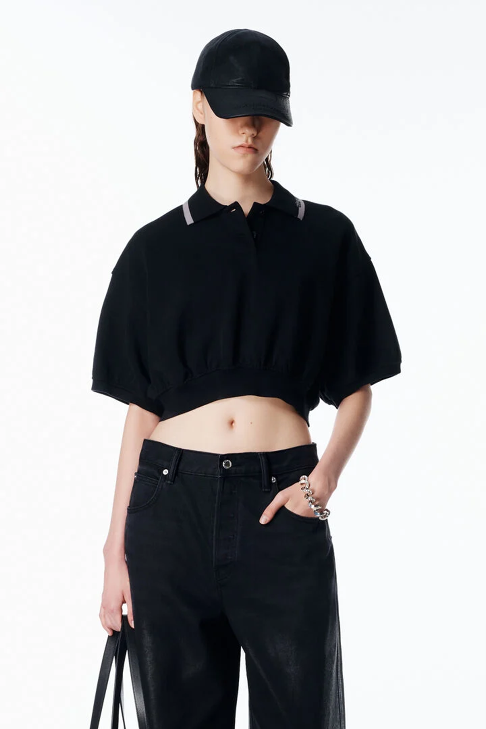 RELAXED CROPPED CINCHED POLO