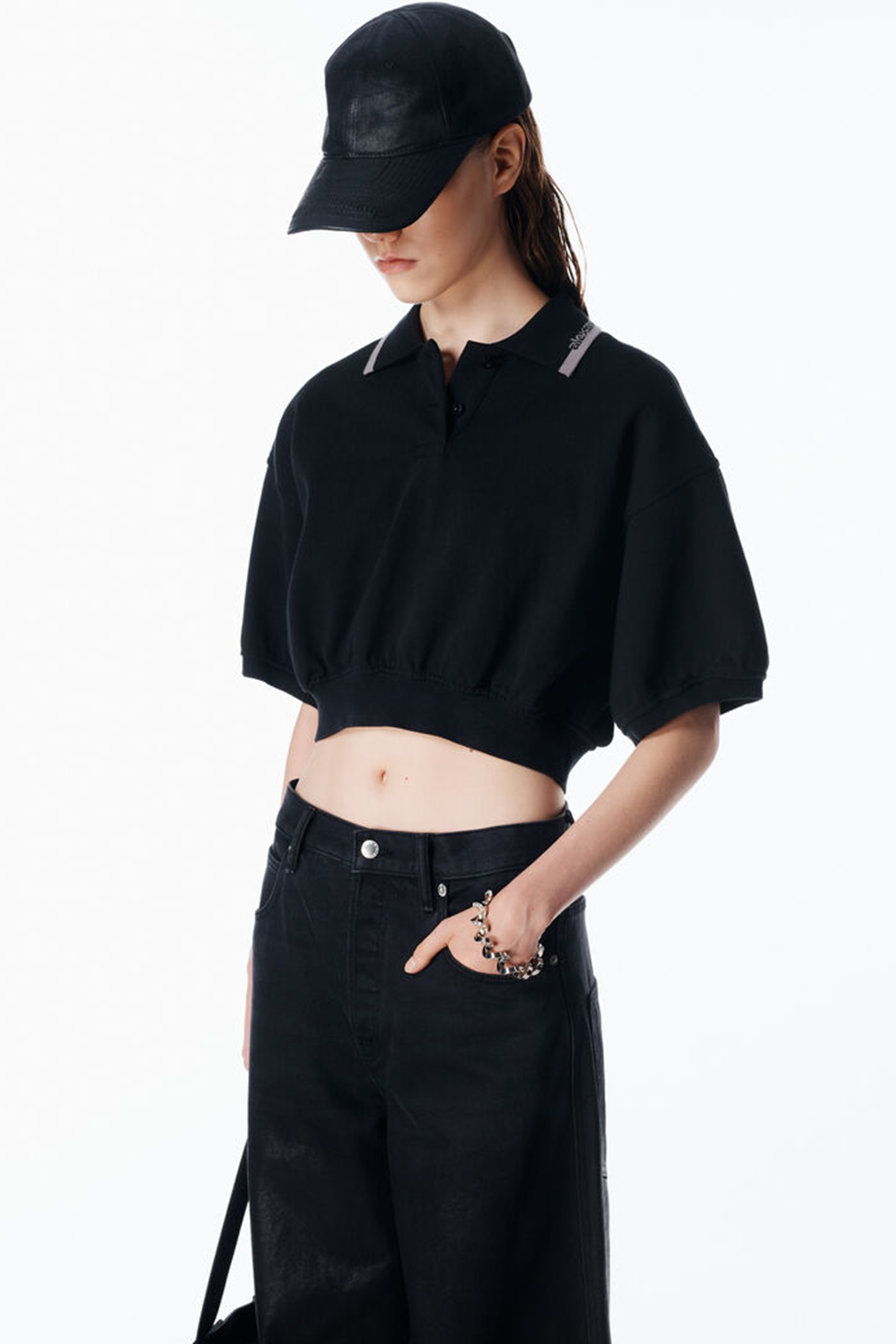 RELAXED CROPPED CINCHED POLO
