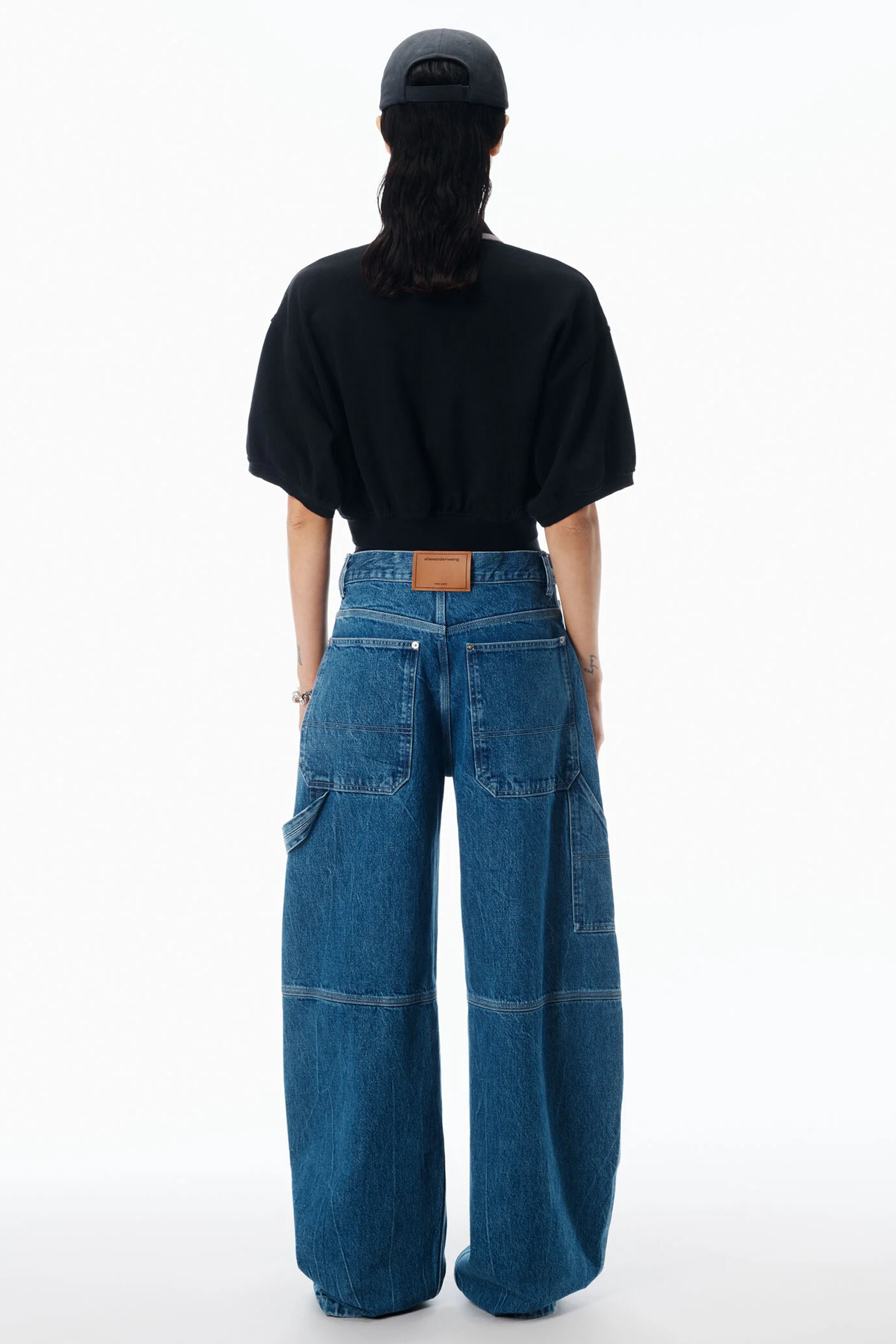 PRESTYLED MID RISE OVERSIZED JEAN W/LOGO ELASTIC