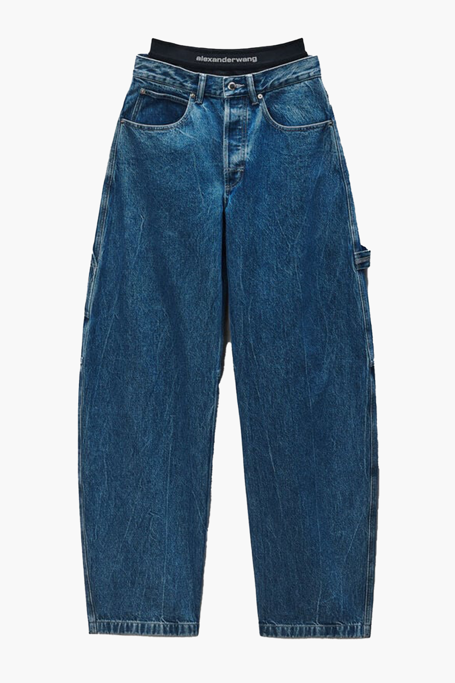 PRESTYLED MID RISE OVERSIZED JEAN W/LOGO ELASTIC