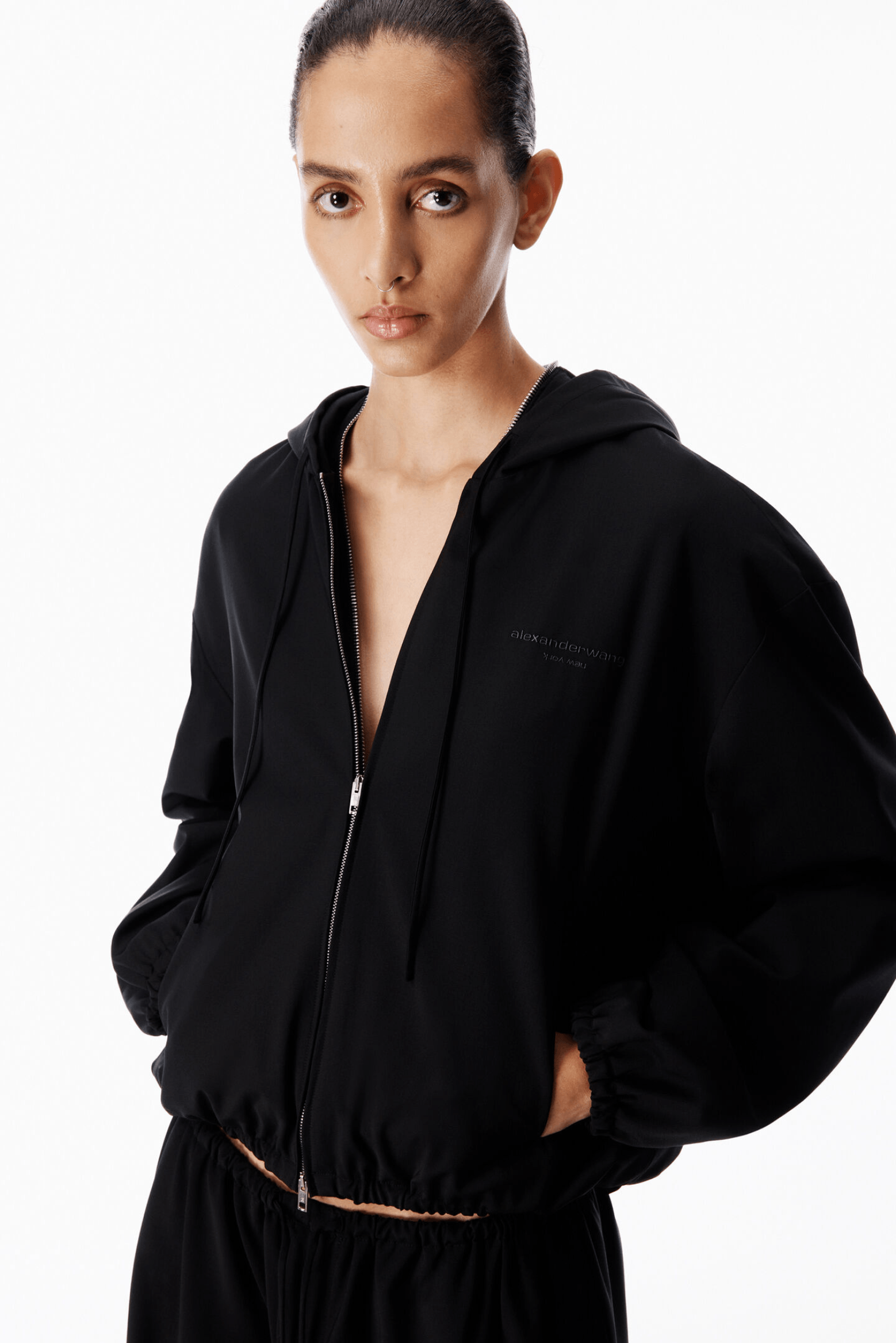 SHRUNKEN ZIP-UP HOODIE