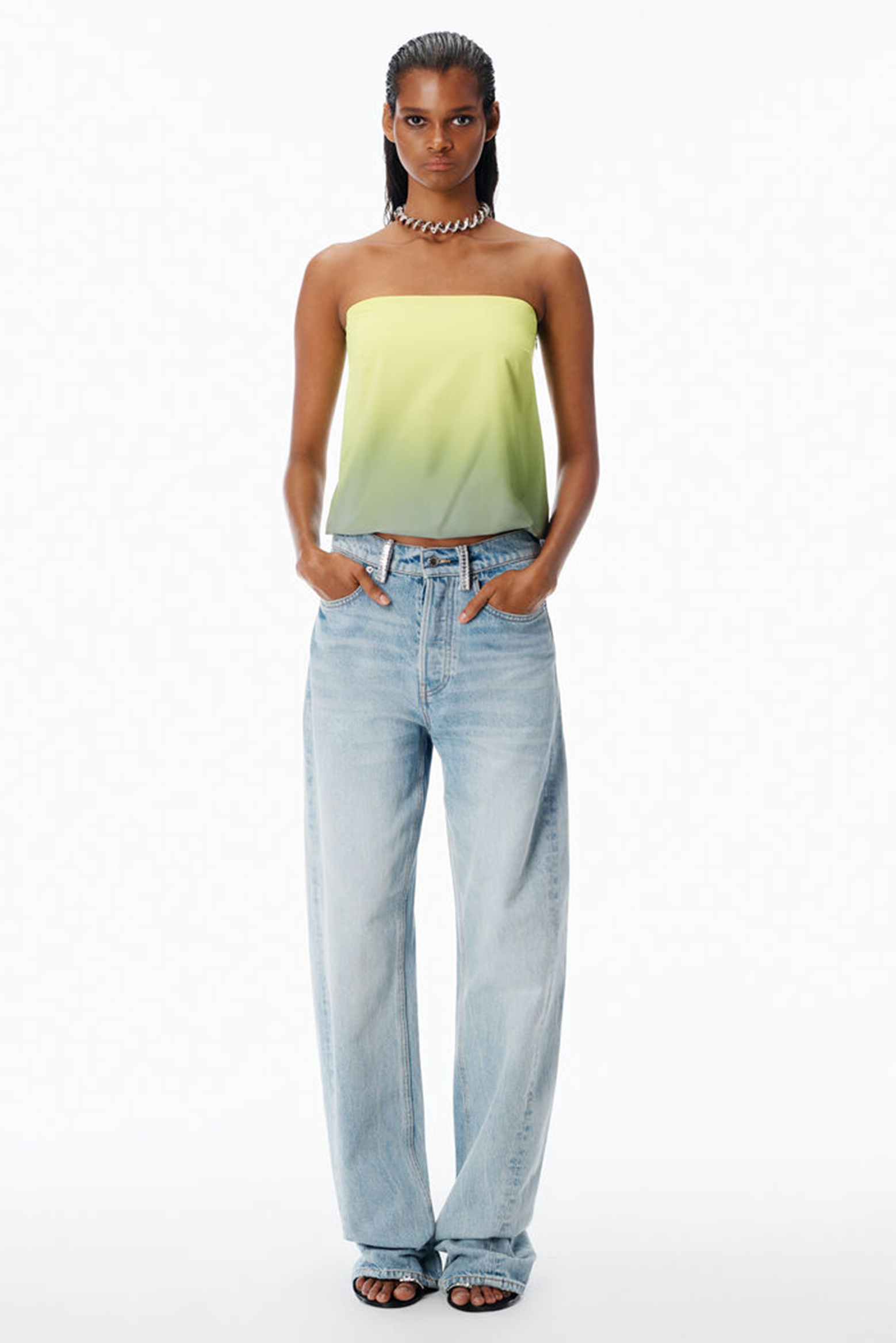 FLOAT RELAXED JEAN WITH CRYSTAL BELTLOOPS