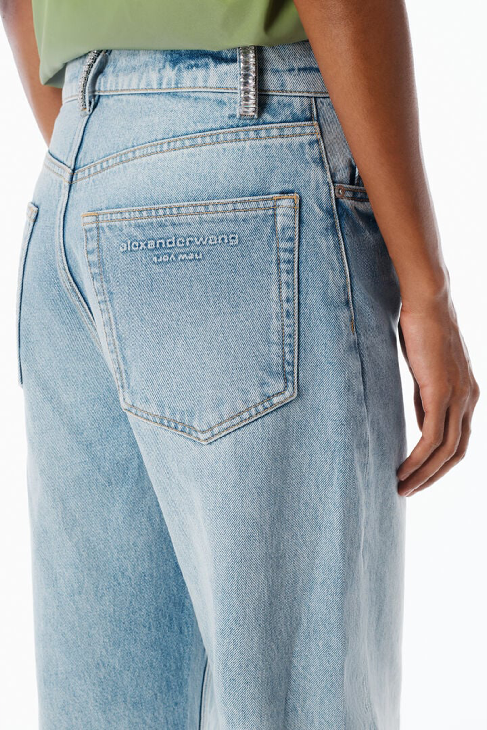 FLOAT RELAXED JEAN WITH CRYSTAL BELTLOOPS