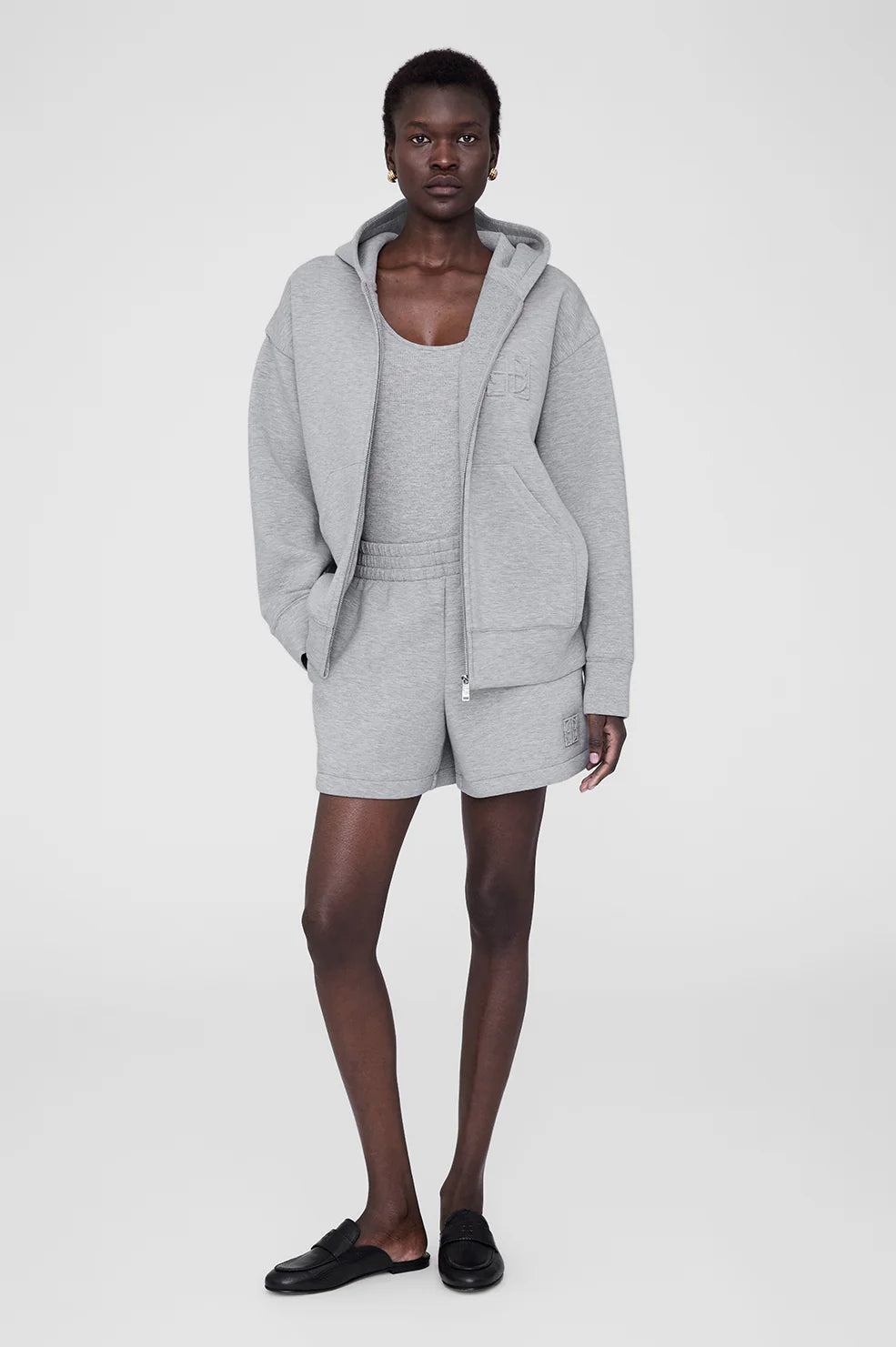 ANINE BING BOND ZIP UP HOODIE FRAMED MONOGRAMN | THE NEW TREND
