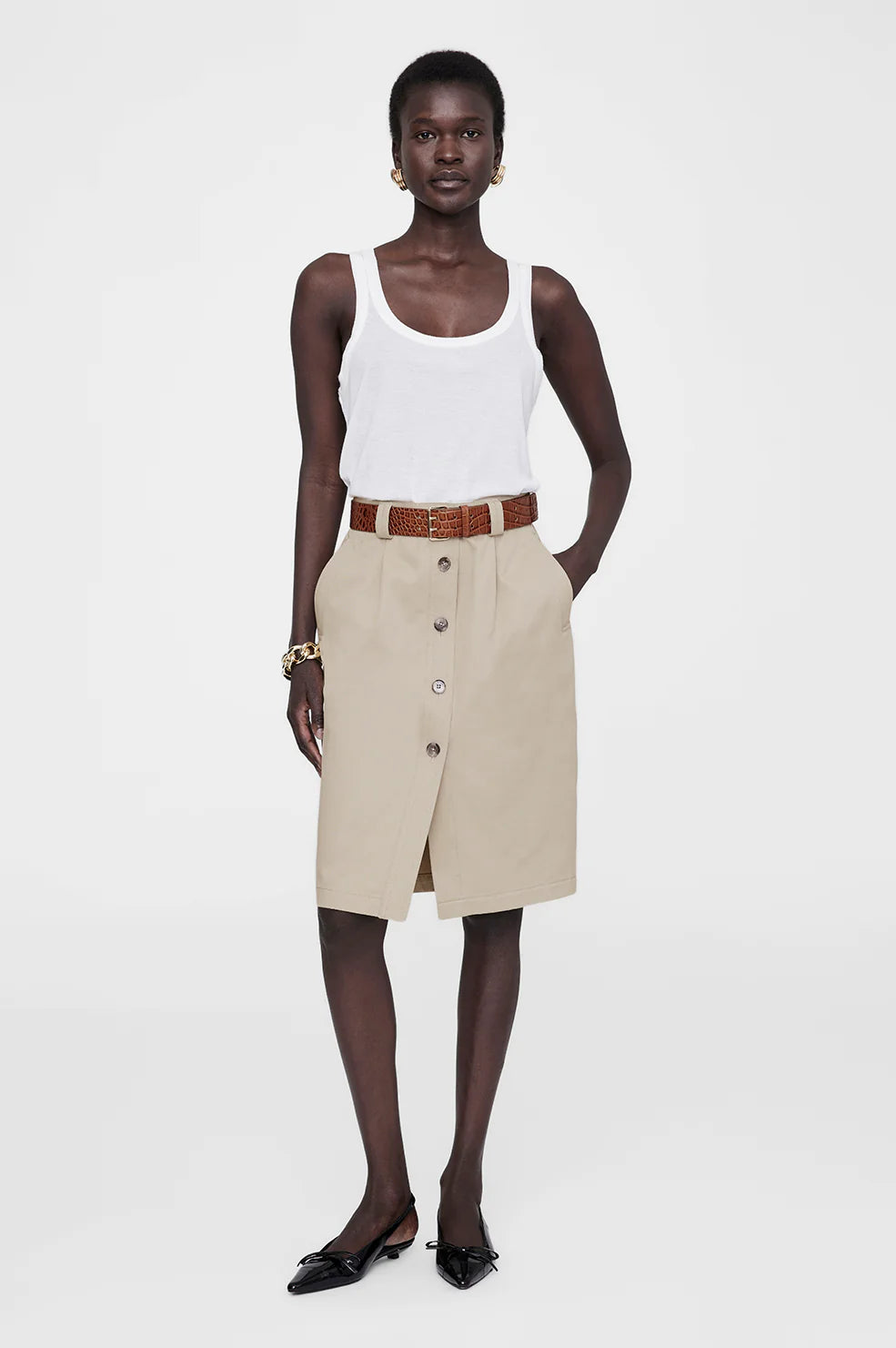 ANINE BING MILA BELT IN EMBOSSED BROWN | THE NEW TREND