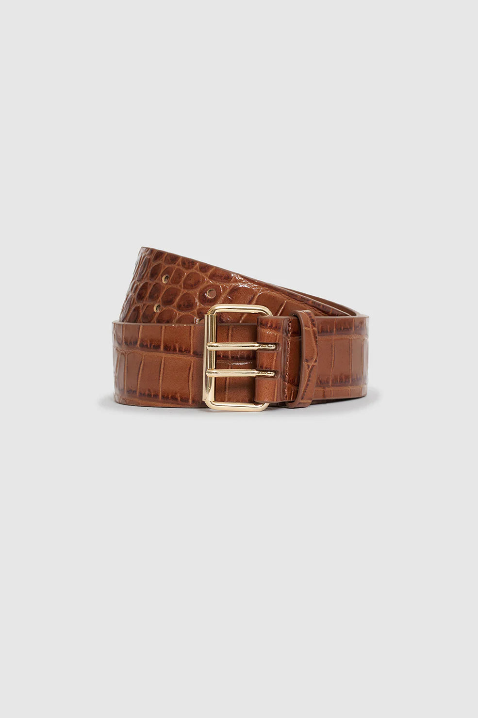 ANINE BING MILA BELT IN EMBOSSED BROWN | THE NEW TREND