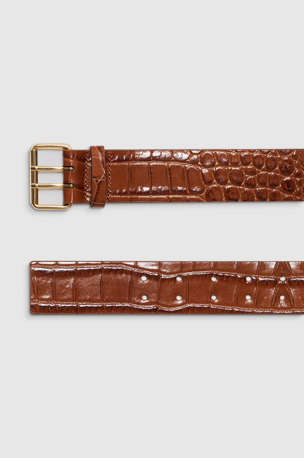 ANINE BING MILA BELT IN EMBOSSED BROWN | THE NEW TREND