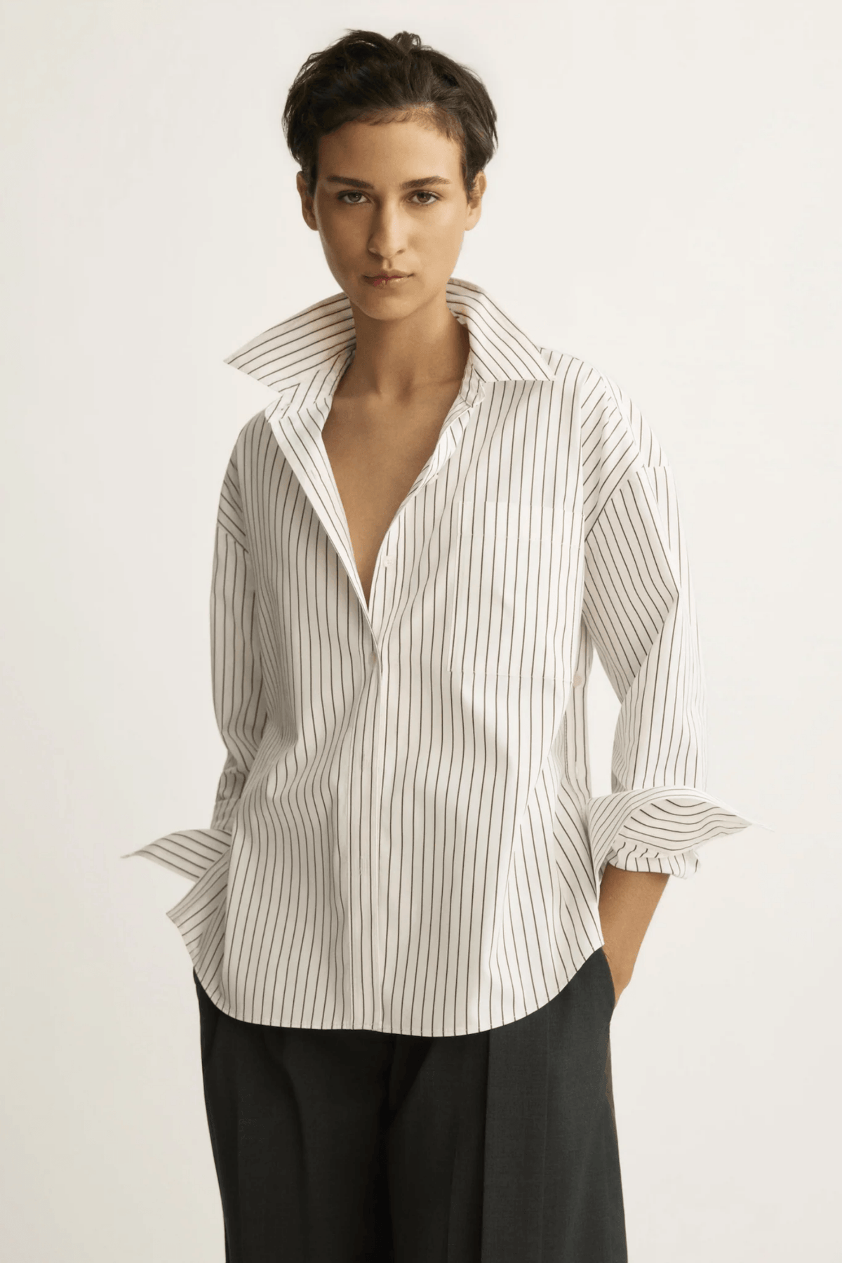 WATTS STRIPED SIDE BUTTON SHIRT