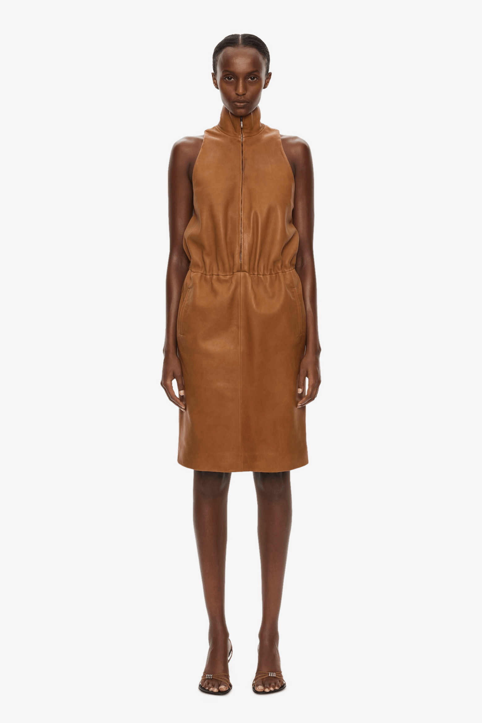 DANNIE LEATHER ZIPPED DRESS
