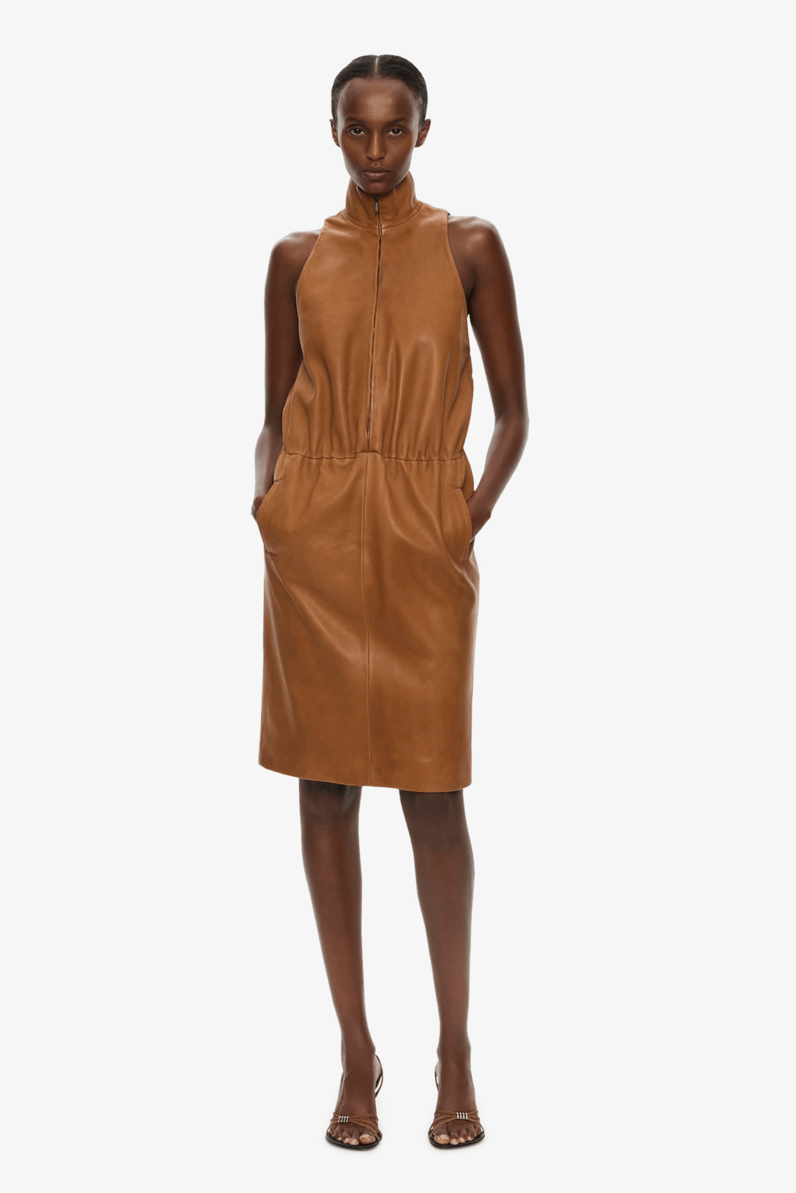 DANNIE LEATHER ZIPPED DRESS