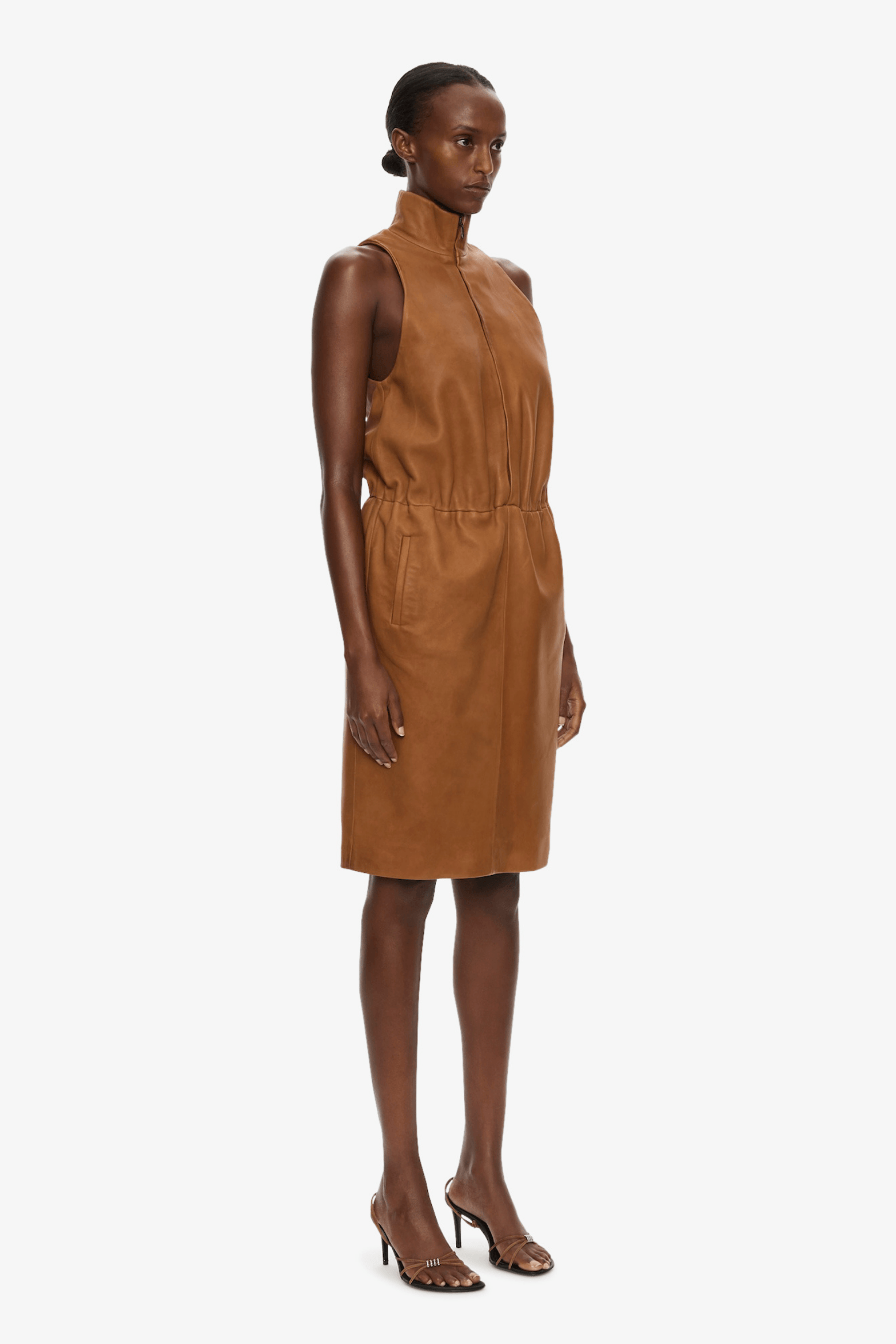 DANNIE LEATHER ZIPPED DRESS