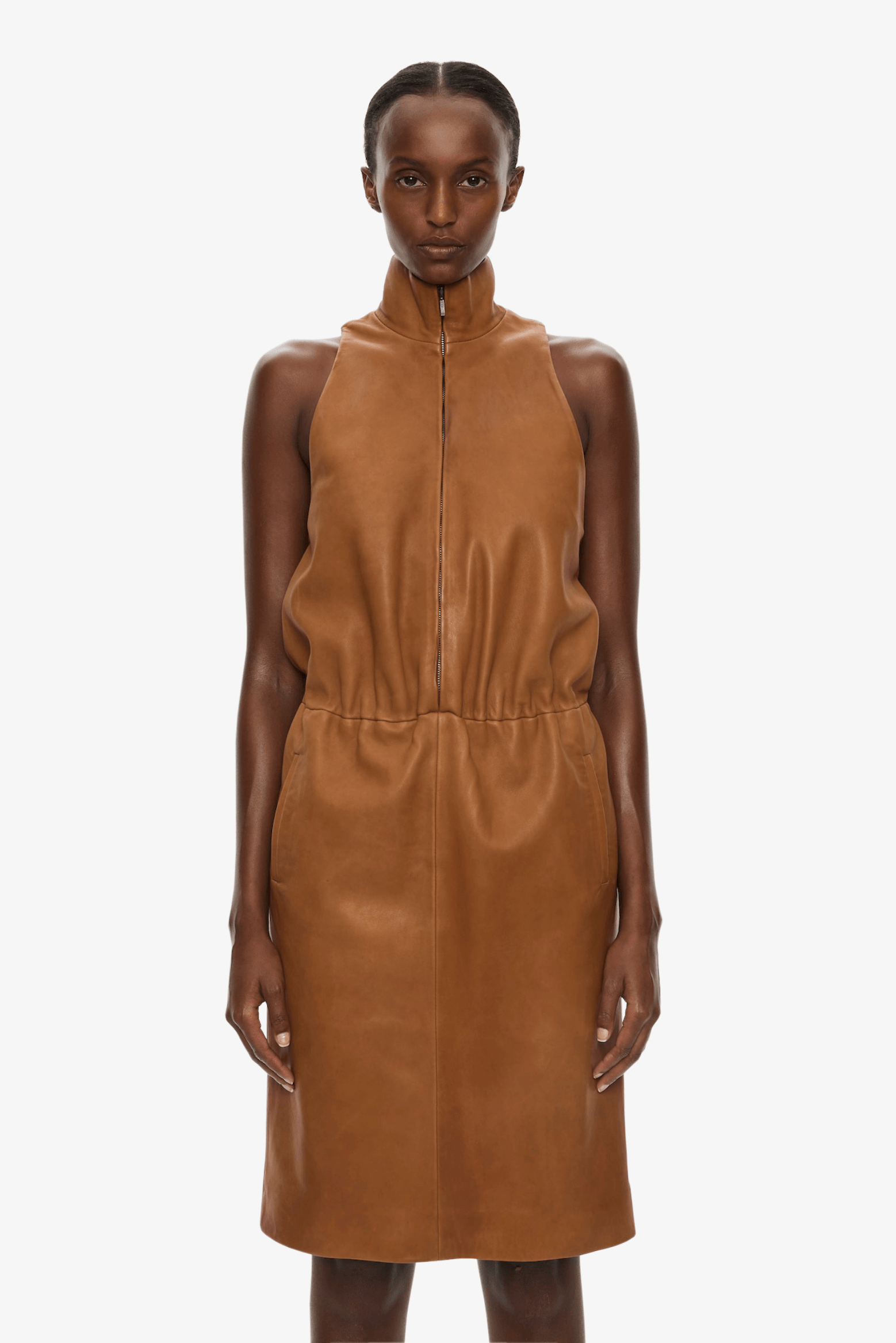 DANNIE LEATHER ZIPPED DRESS