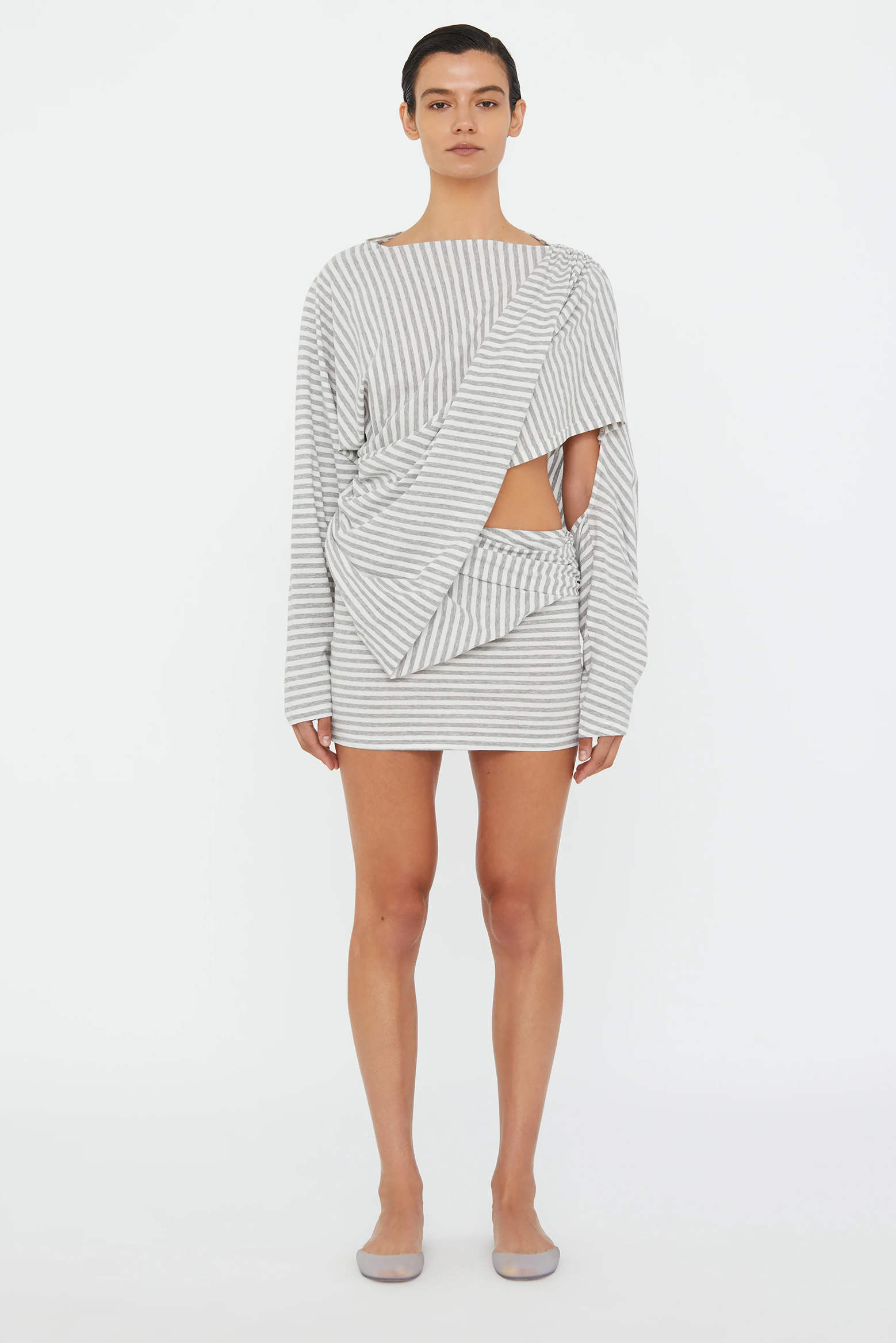 CHRISTOPHER ESBER DRAPED COTTON JERSEY L/S DRESS | THE NEW TREND