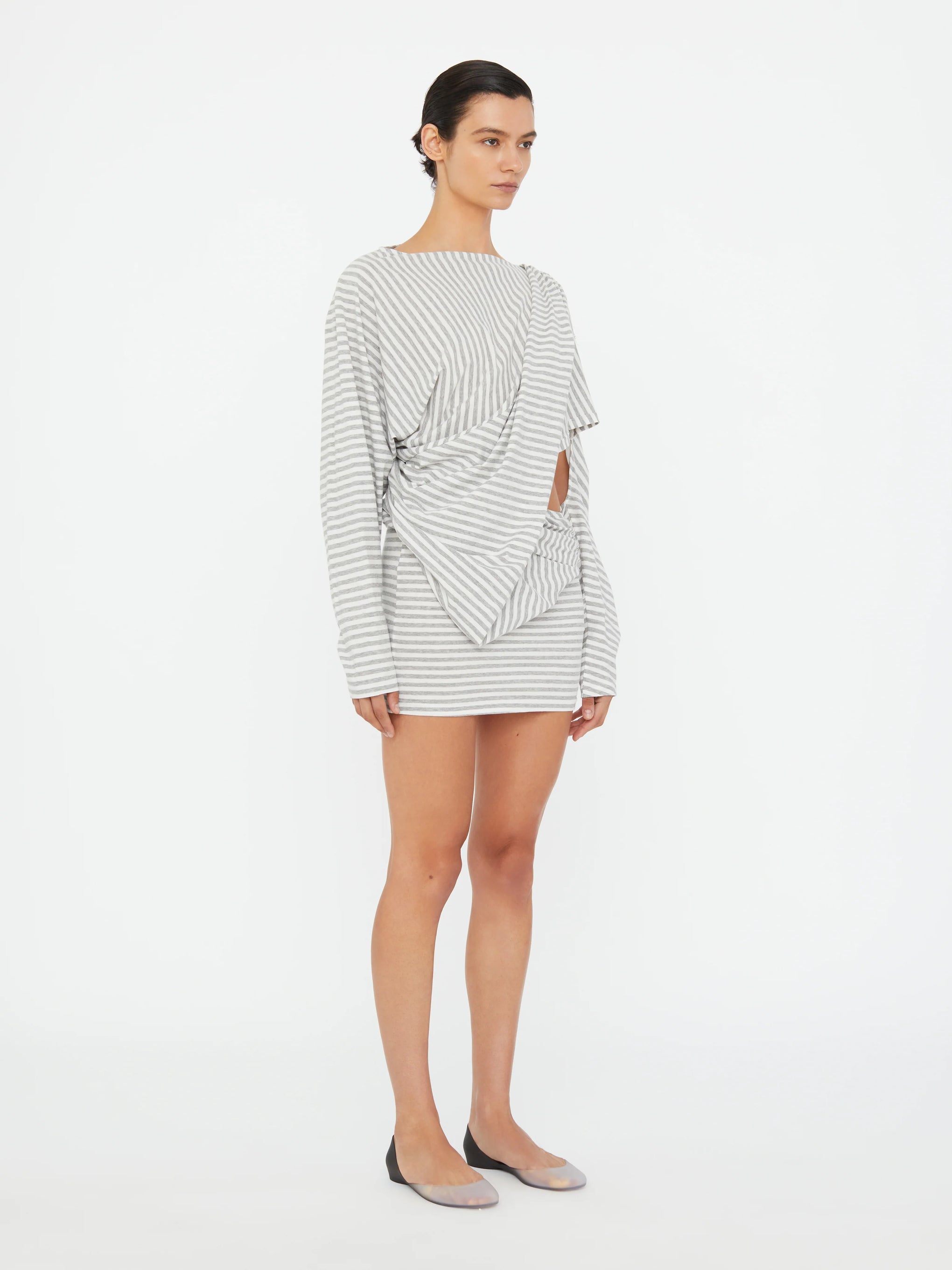 CHRISTOPHER ESBER DRAPED COTTON JERSEY L/S DRESS | THE NEW TREND