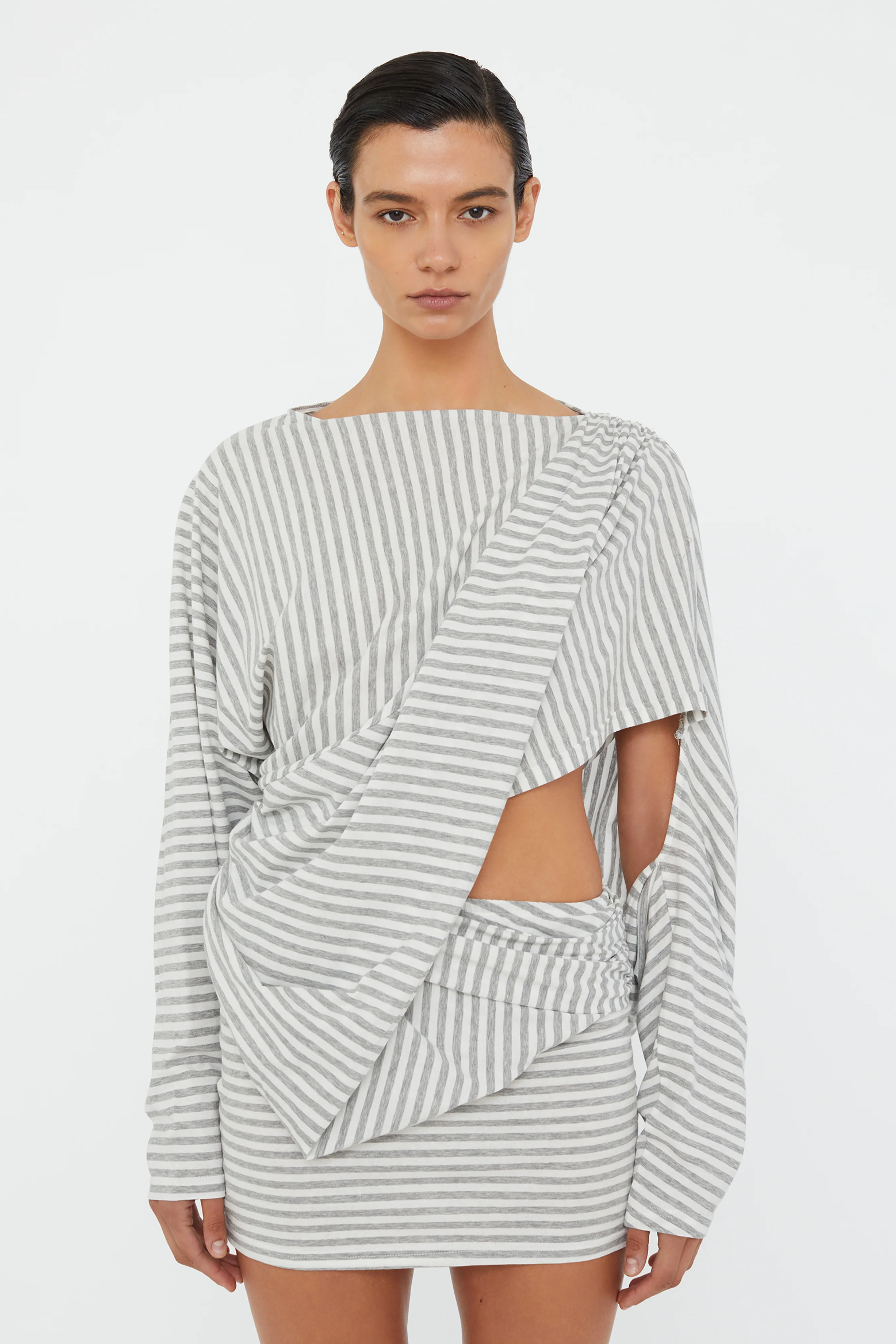 CHRISTOPHER ESBER DRAPED COTTON JERSEY L/S DRESS | THE NEW TREND