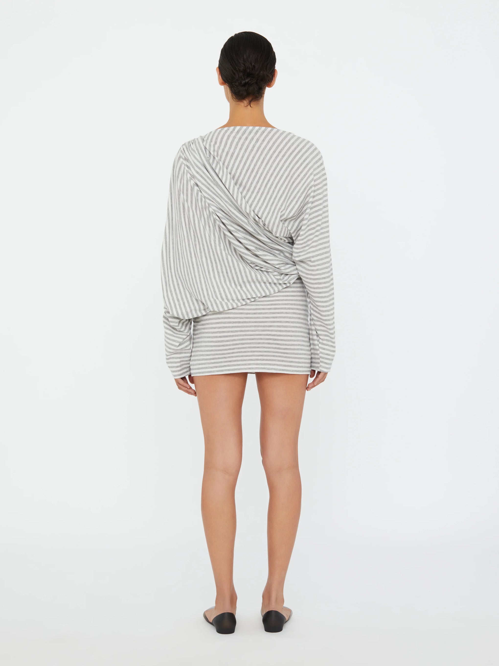 CHRISTOPHER ESBER DRAPED COTTON JERSEY L/S DRESS | THE NEW TREND