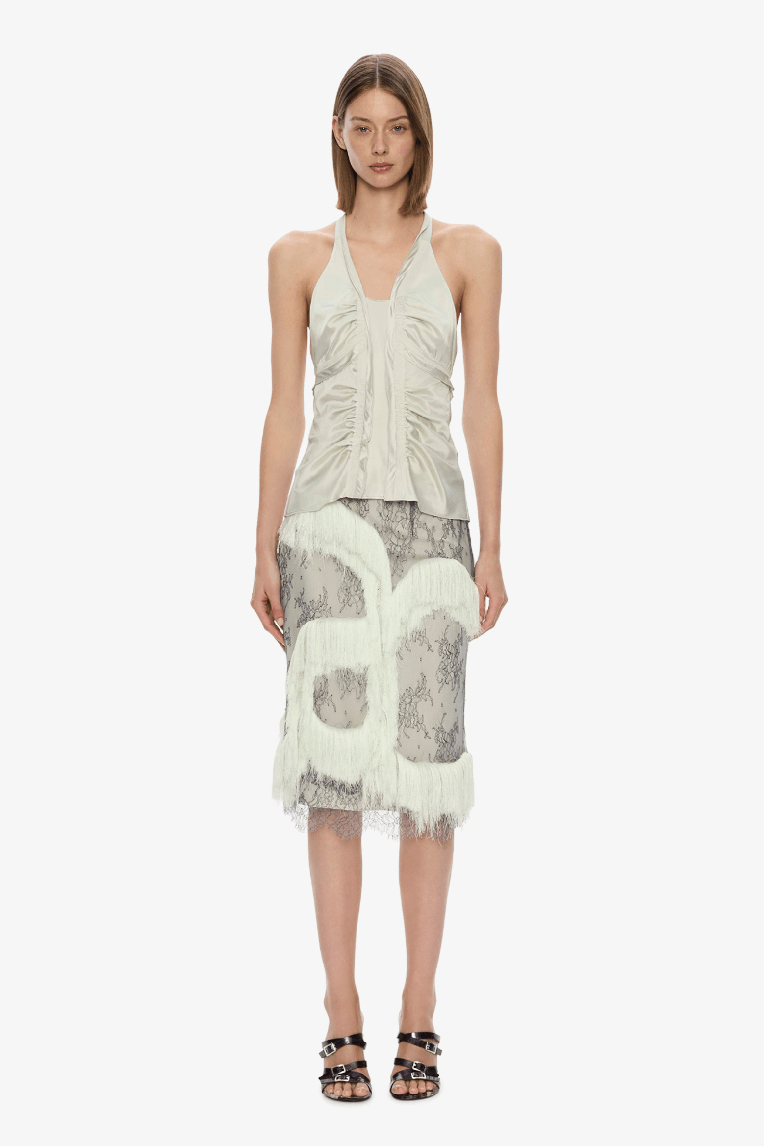 FRINGED LACED SKIRT