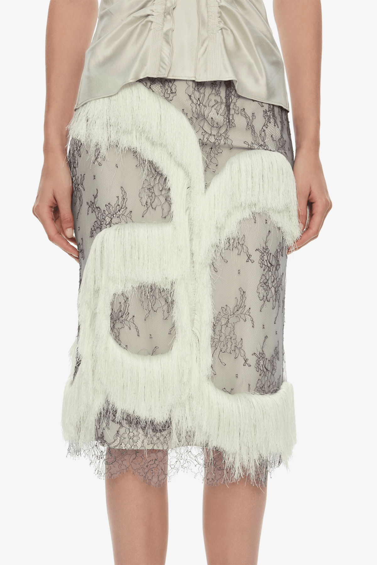 FRINGED LACED SKIRT
