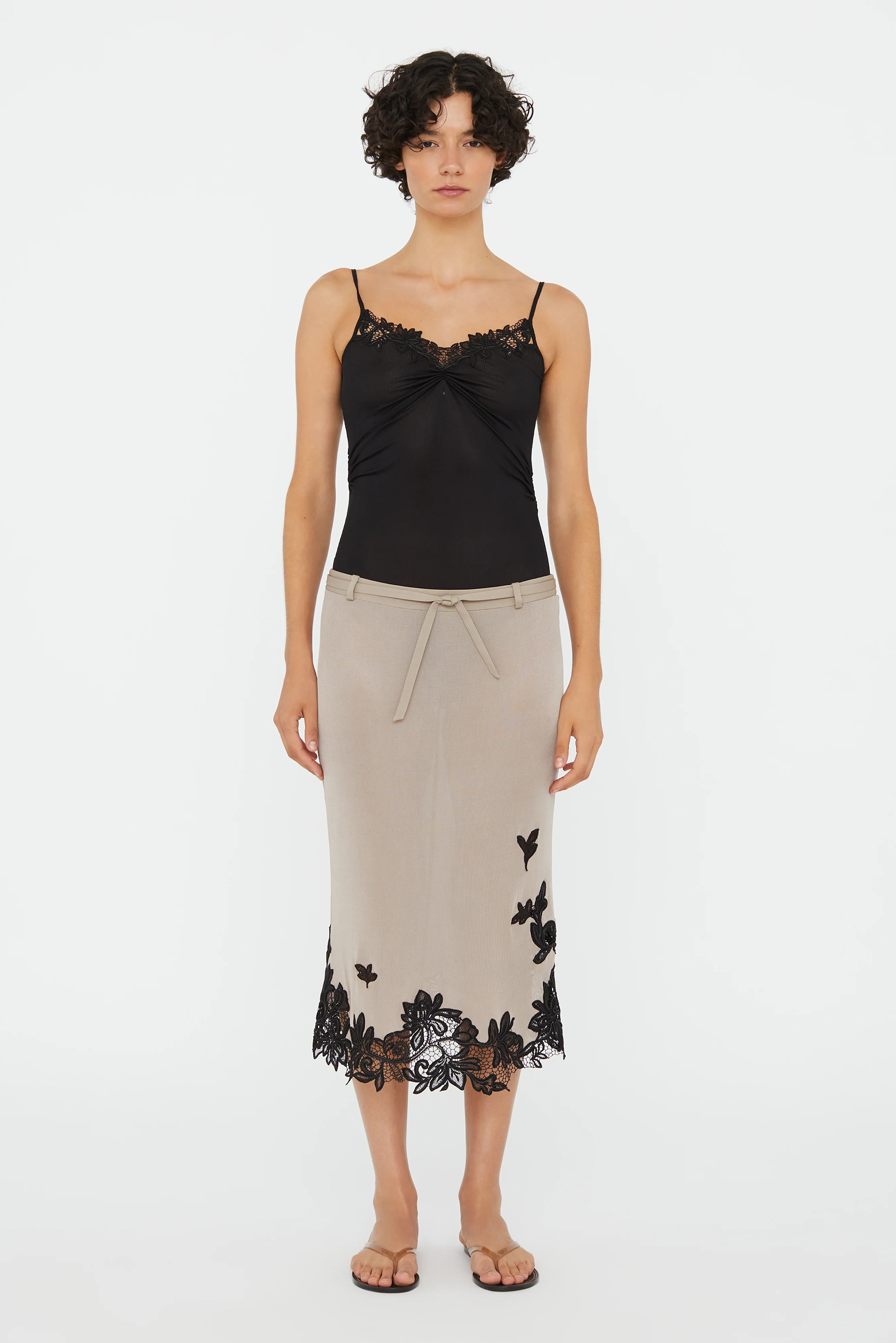 CHRISTOPHER ESBER HIBISCUS EMBROIDERED RIB SKIRT | THE NEW TREND