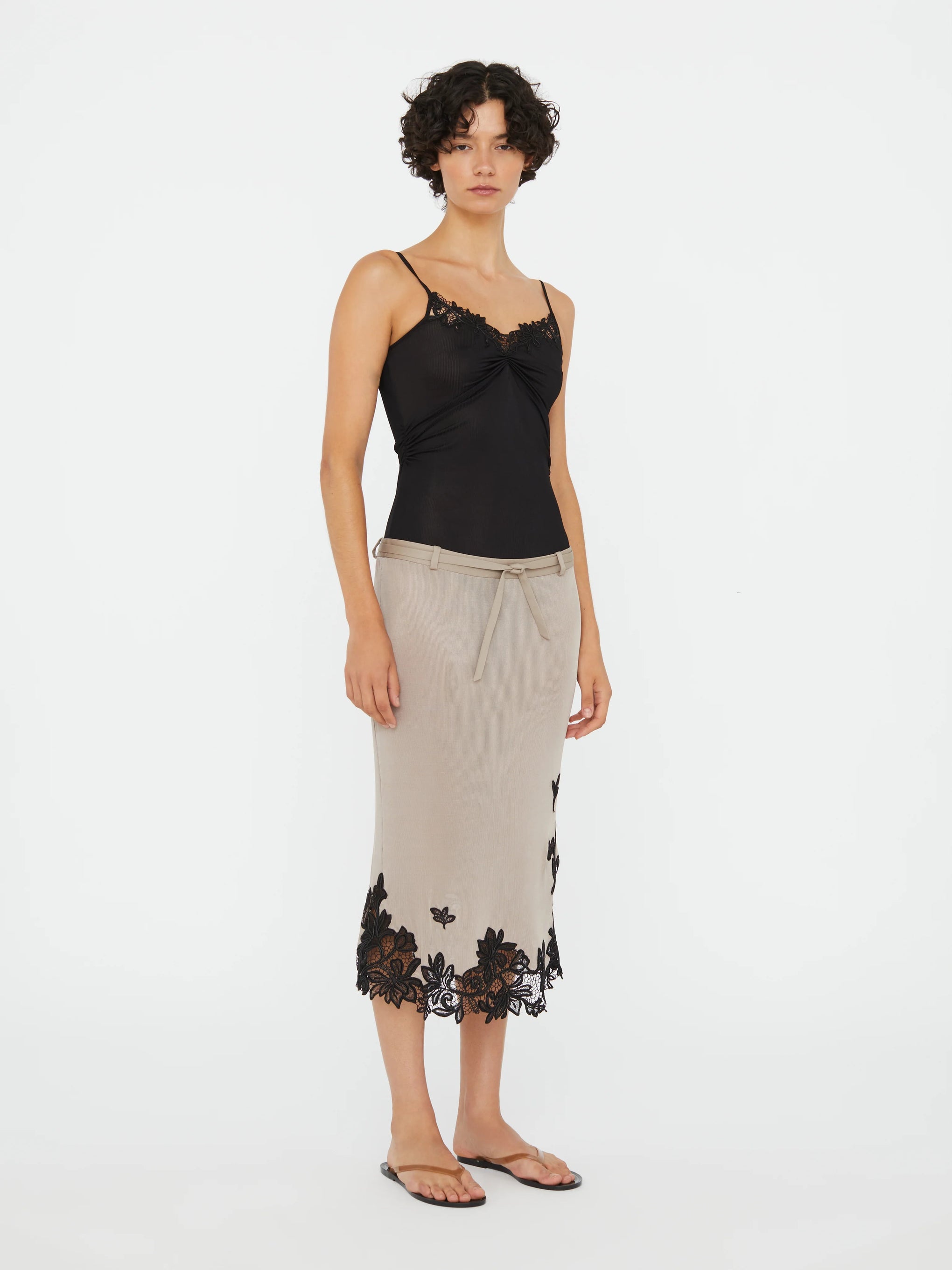 CHRISTOPHER ESBER HIBISCUS EMBROIDERED RIB SKIRT | THE NEW TREND
