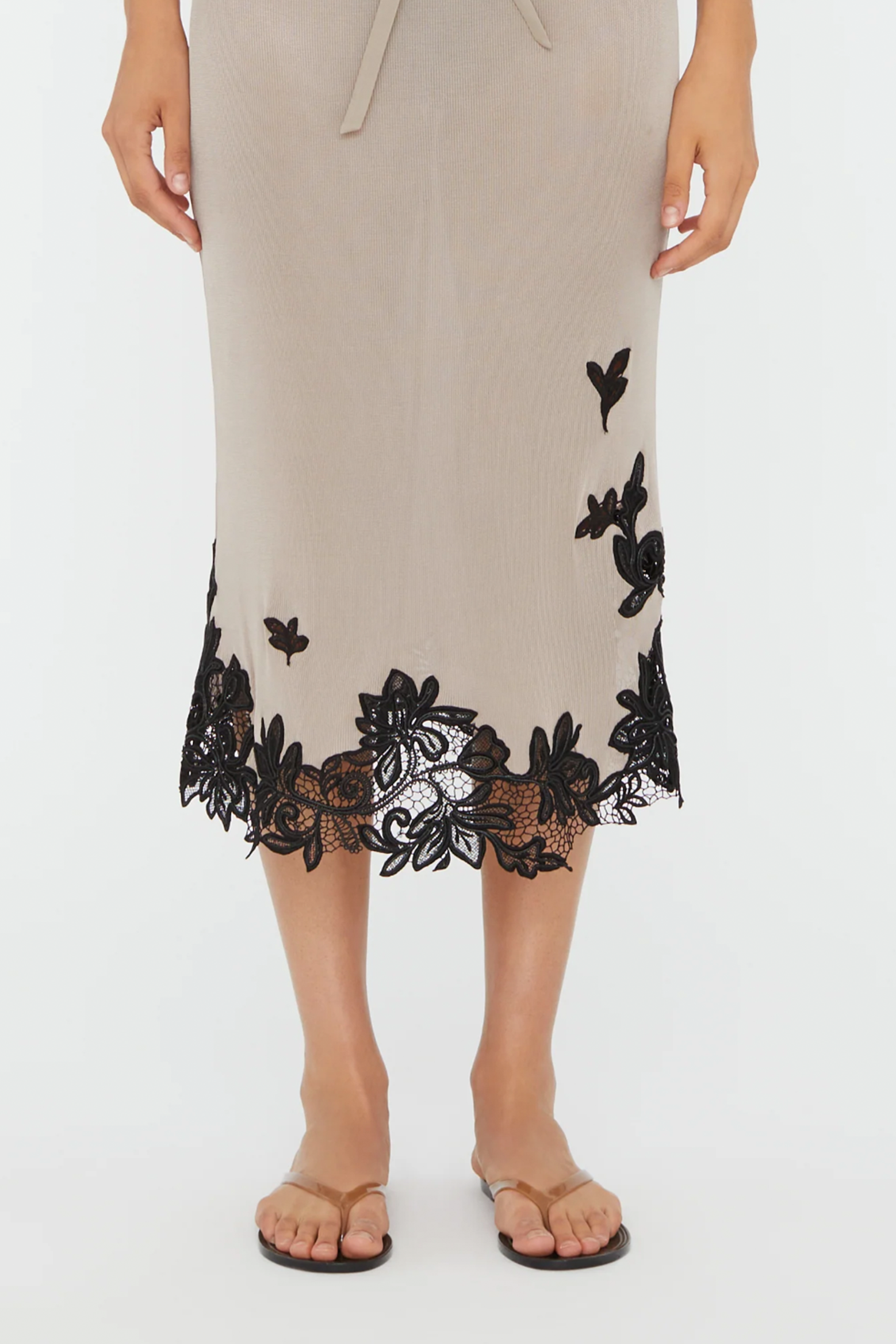 CHRISTOPHER ESBER HIBISCUS EMBROIDERED RIB SKIRT | THE NEW TREND