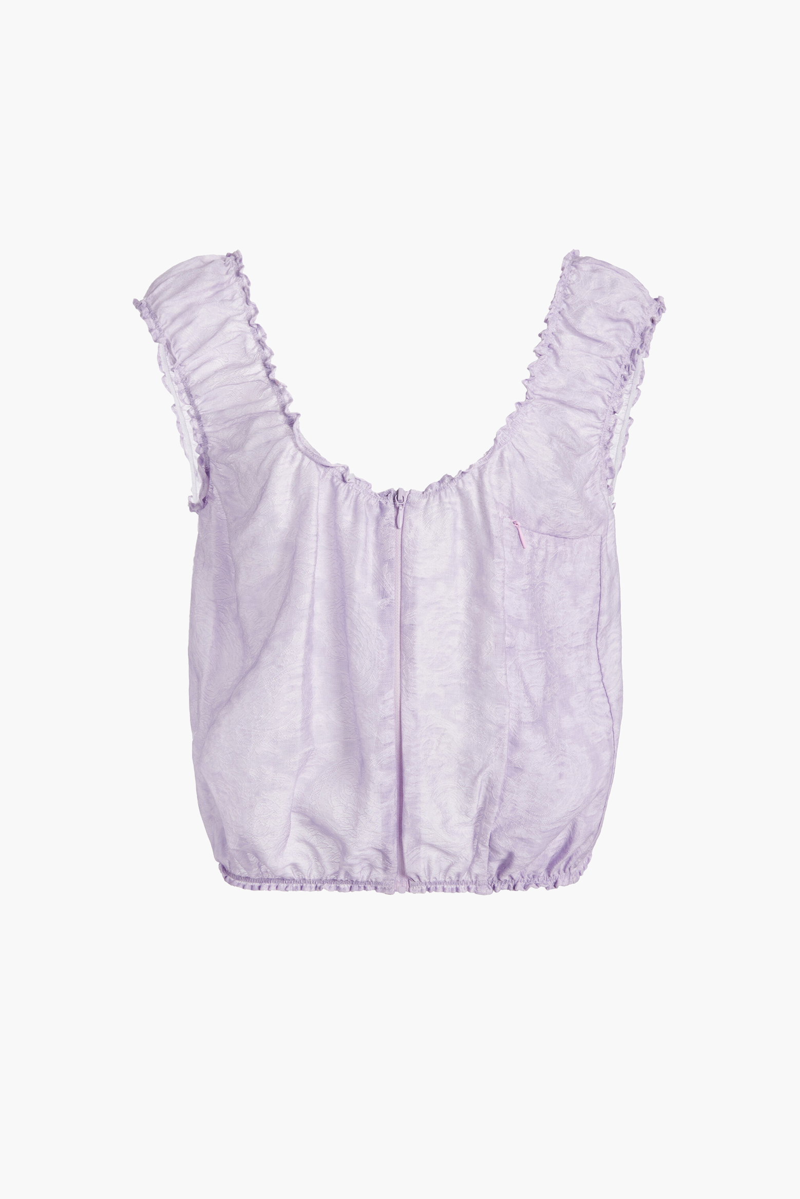 LIGHT LEAK JACQUARD ZIP UP TOP