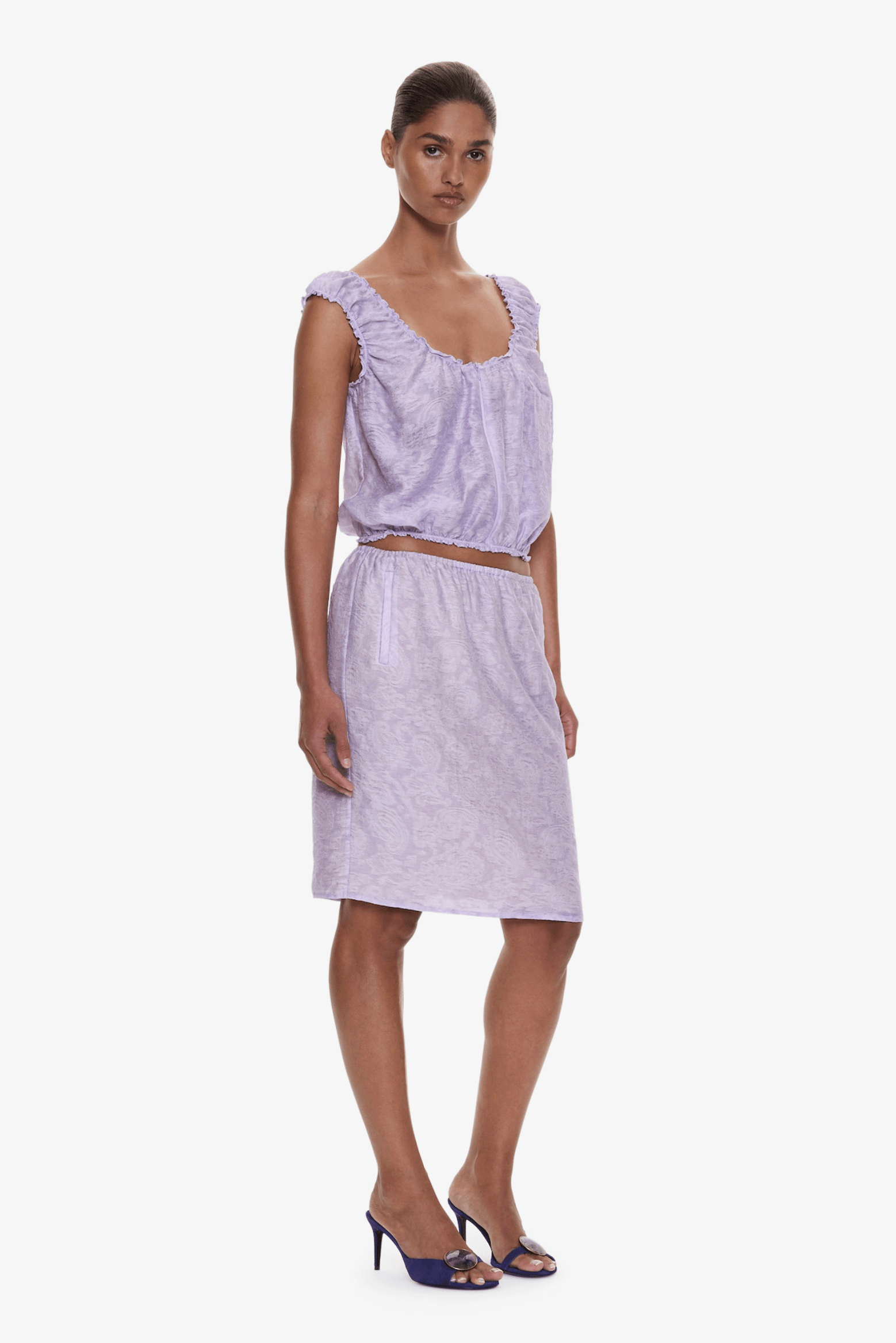 LIGHT LEAK JACQUARD ZIP UP TOP