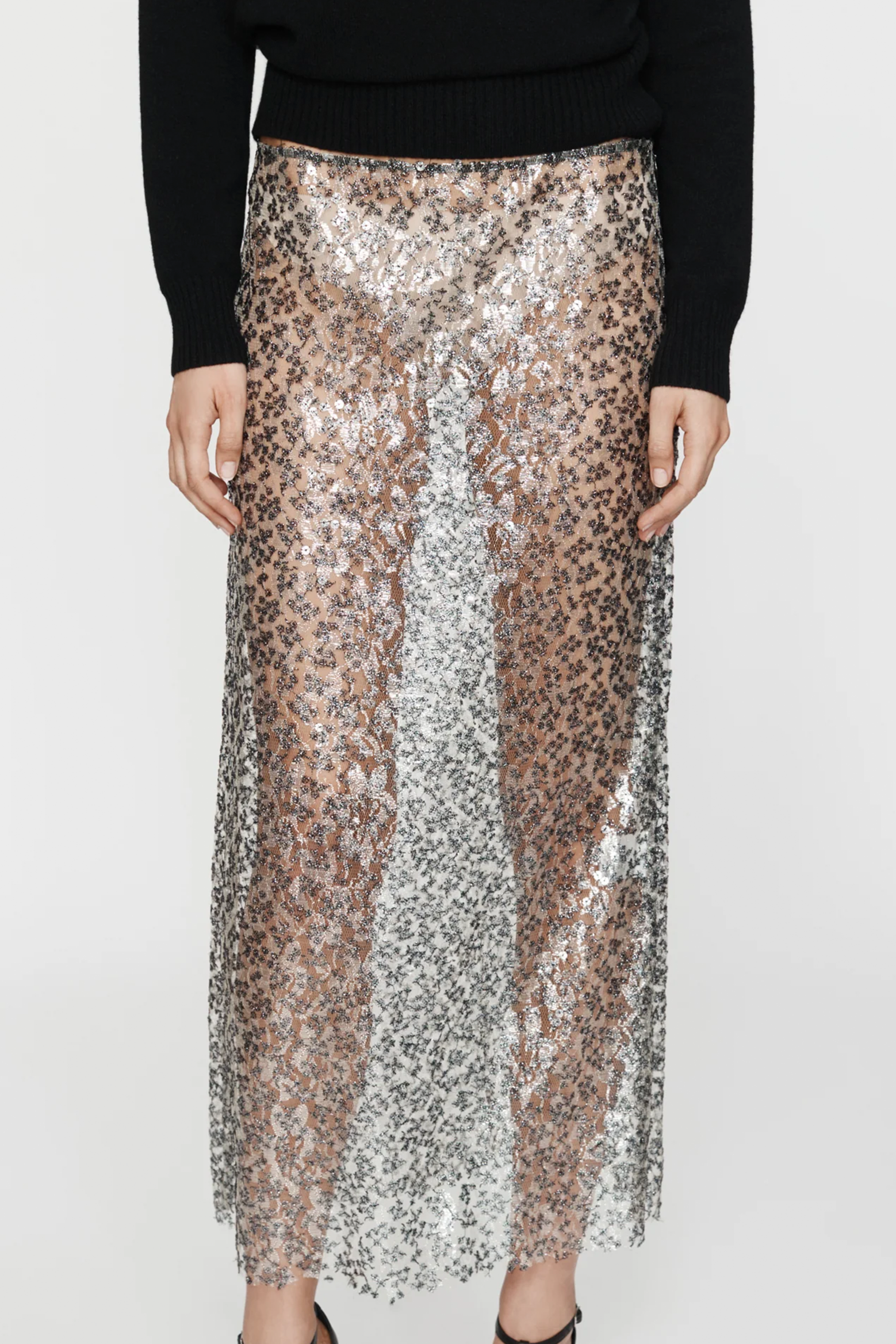 CHRISTOPHER ESBER SEQUINED LACE COLUMN SKIRT | THE NEW TREND