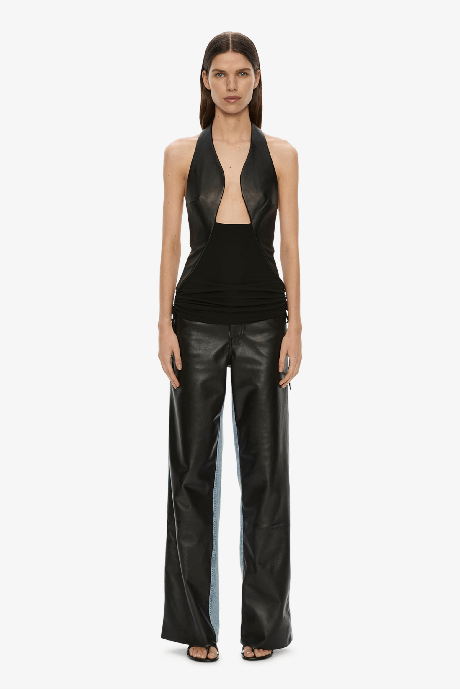 TAILORED SLOPE LEATHER  HALTER TOP