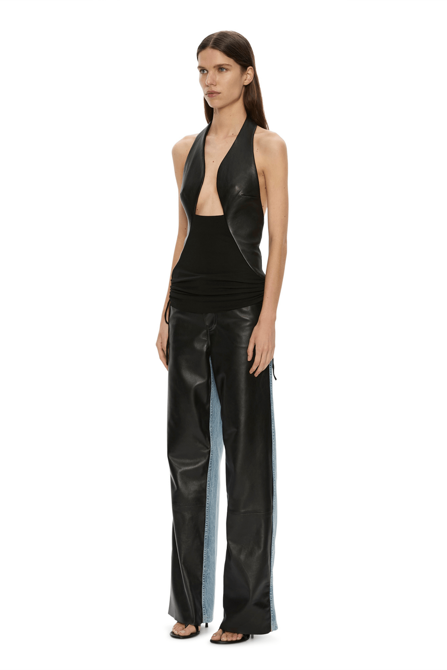 TAILORED SLOPE LEATHER  HALTER TOP