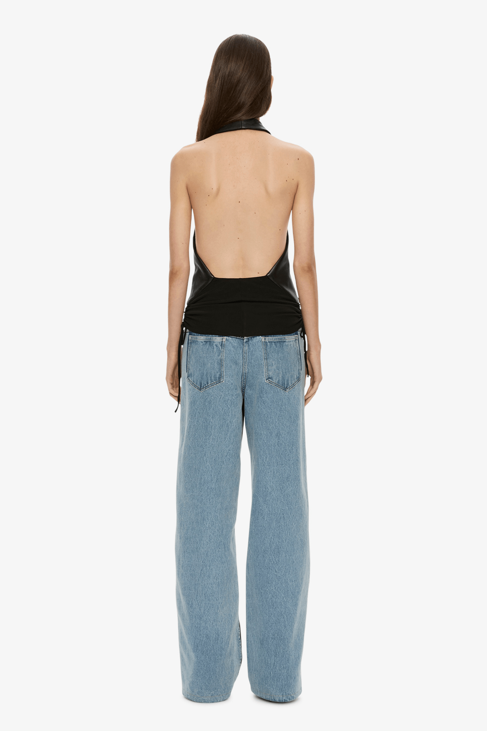 TAILORED SLOPE LEATHER  HALTER TOP