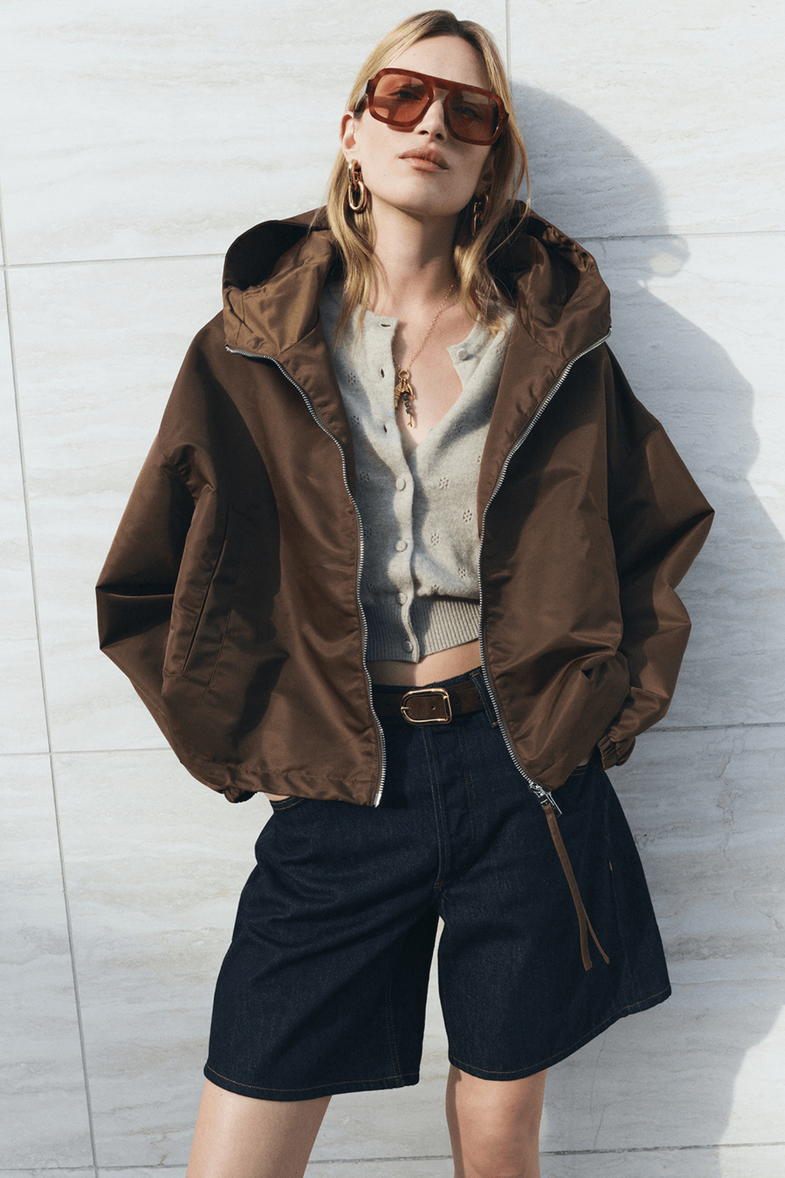 CROPPED NYLON WINDBREAKER