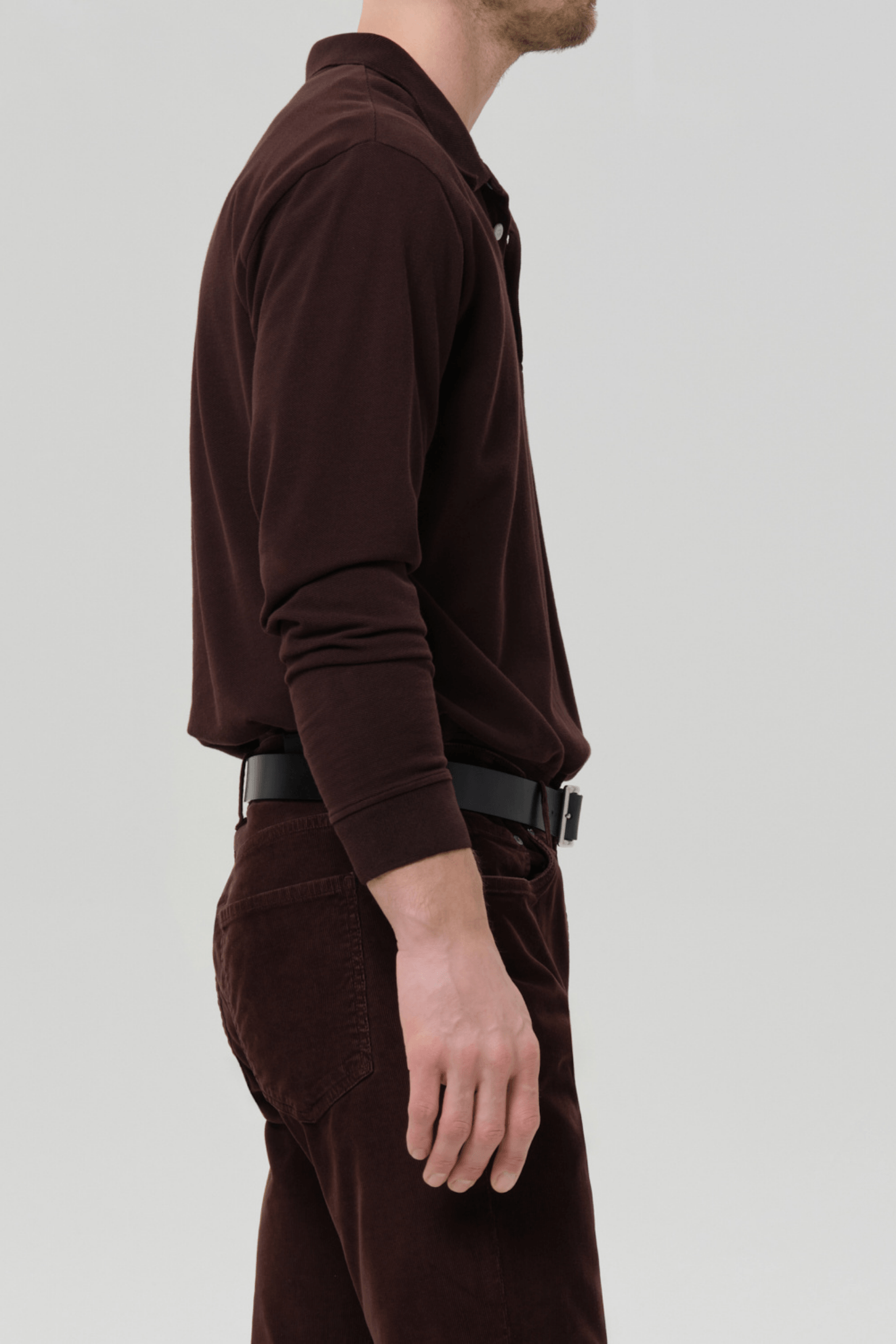 LONG SLEEVE BANDED POLO IN PIQUE