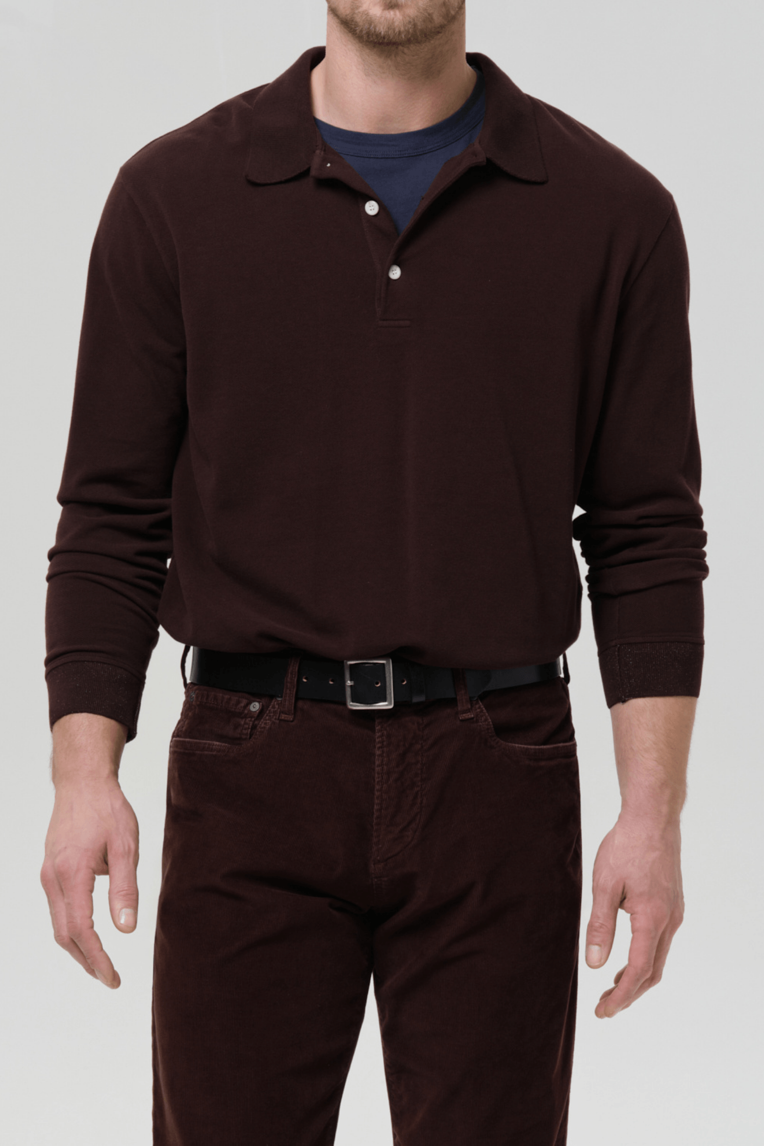 LONG SLEEVE BANDED POLO IN PIQUE