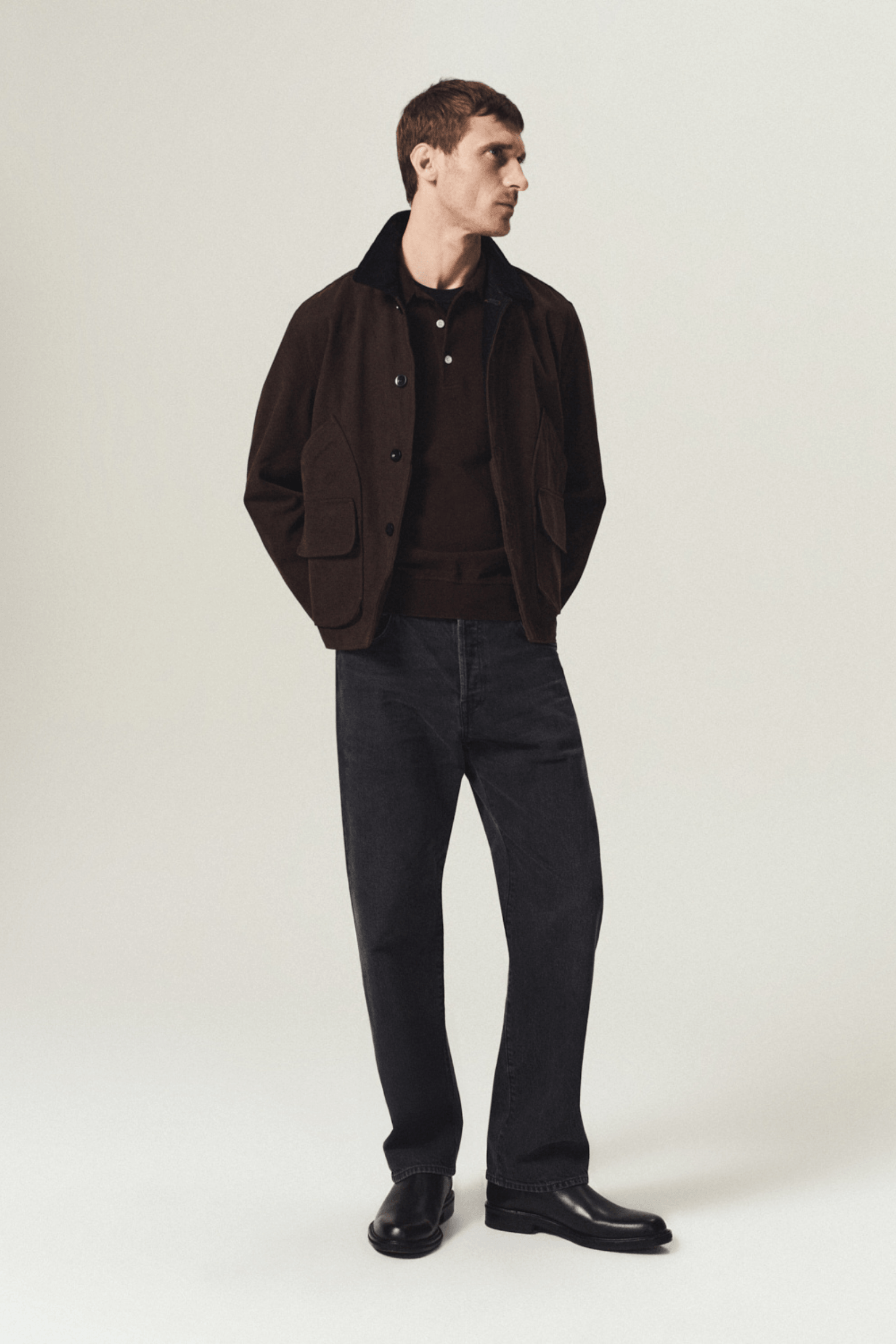 LONG SLEEVE BANDED POLO IN PIQUE