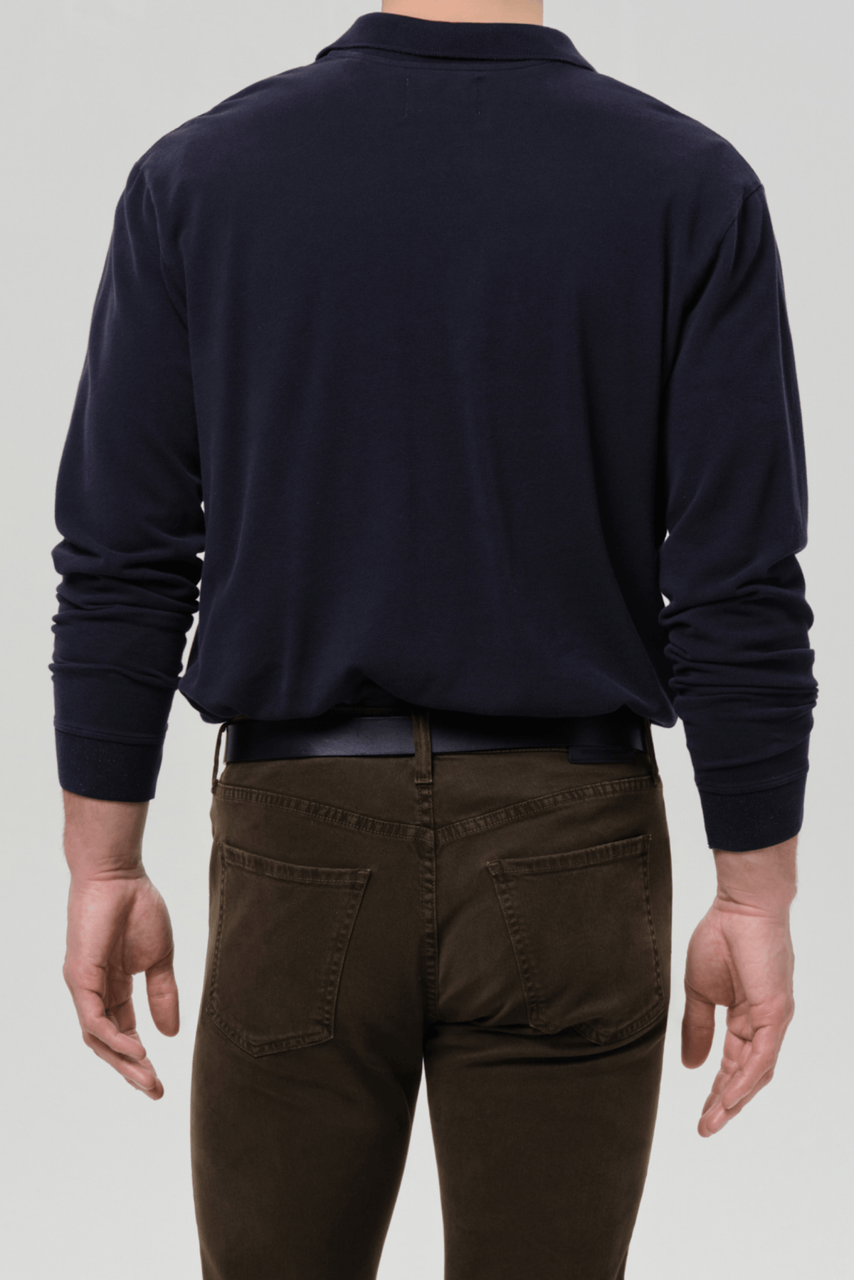 LONG SLEEVE BANDED POLO IN PIQUE