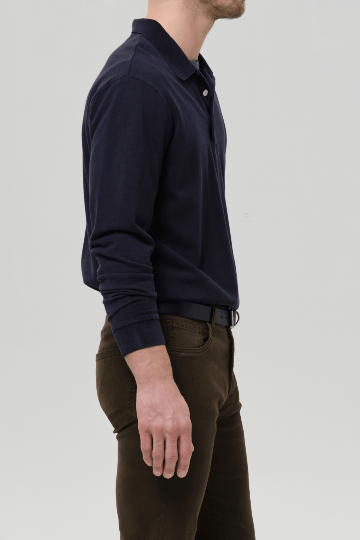LONG SLEEVE BANDED POLO IN PIQUE
