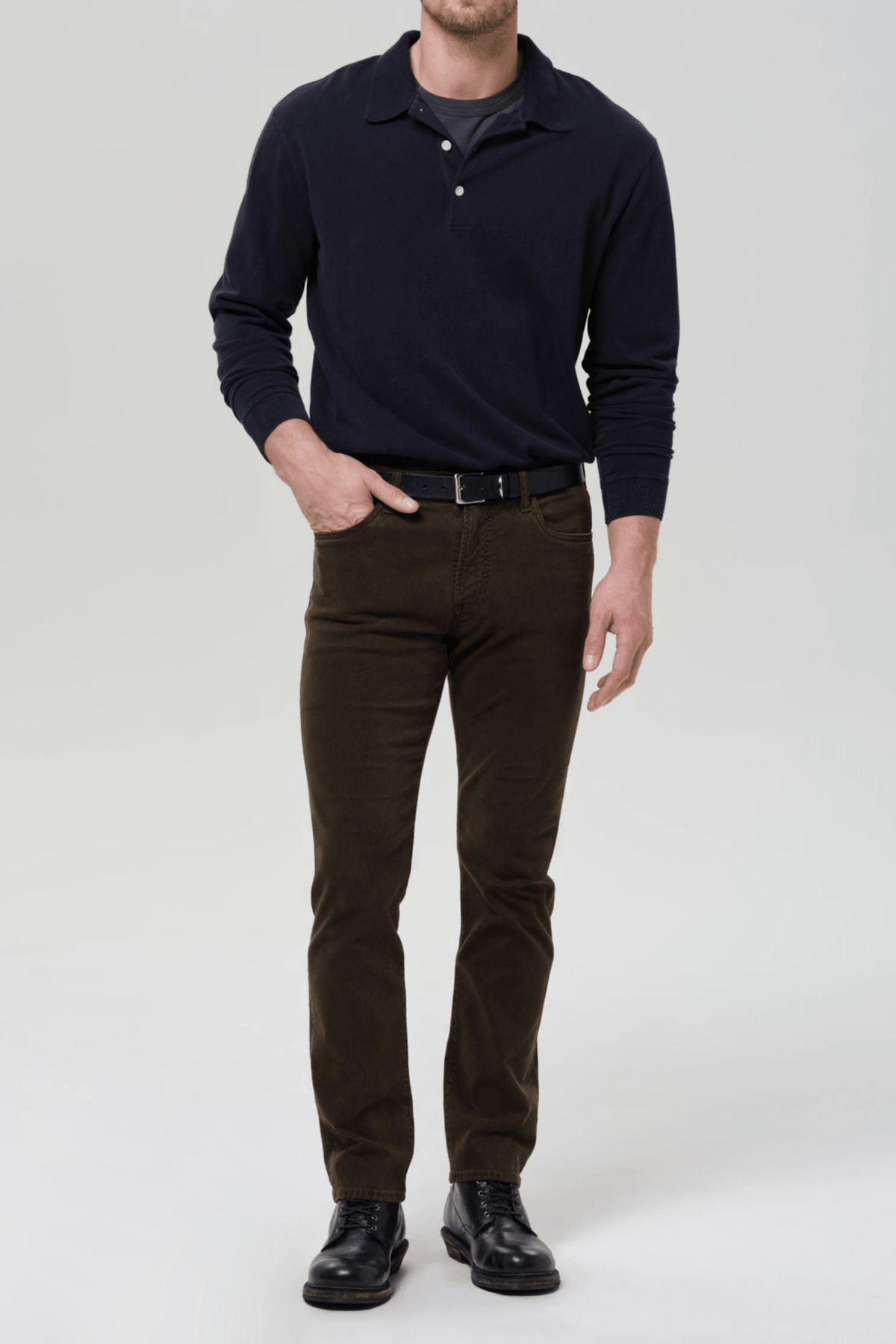 LONG SLEEVE BANDED POLO IN PIQUE