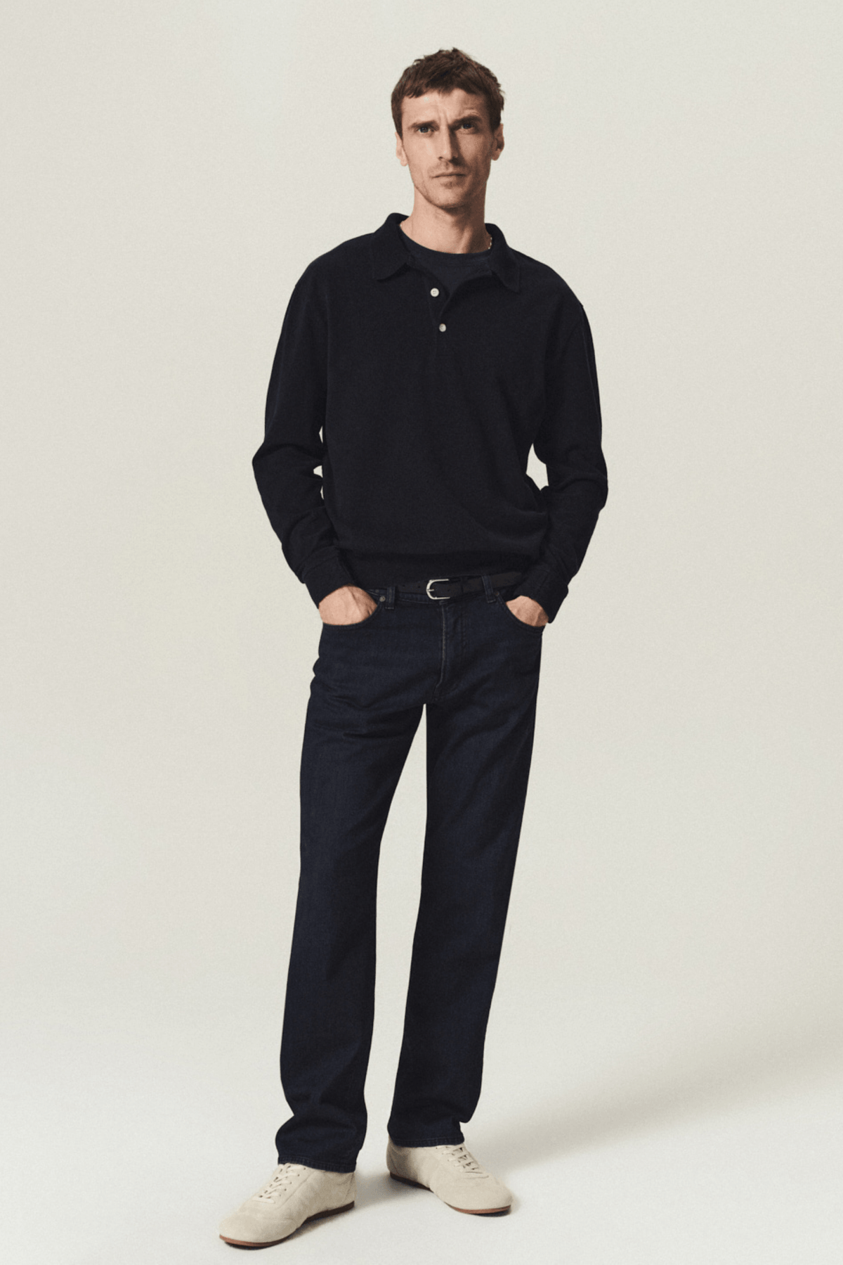 LONG SLEEVE BANDED POLO IN PIQUE