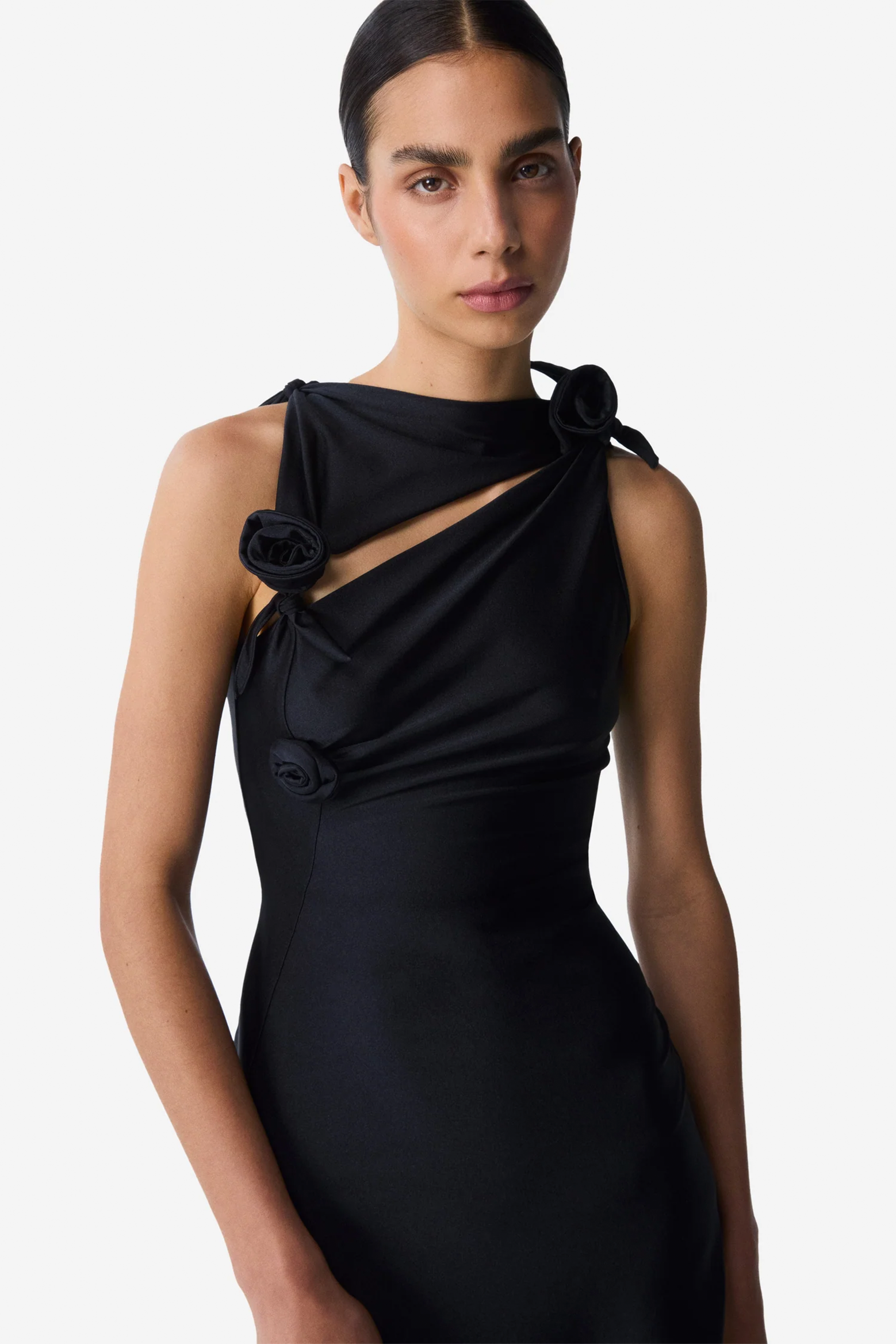 COPERNI ASYMMETRIC MINI FLOWER GOWN IN BLACK | THE NEW TREND