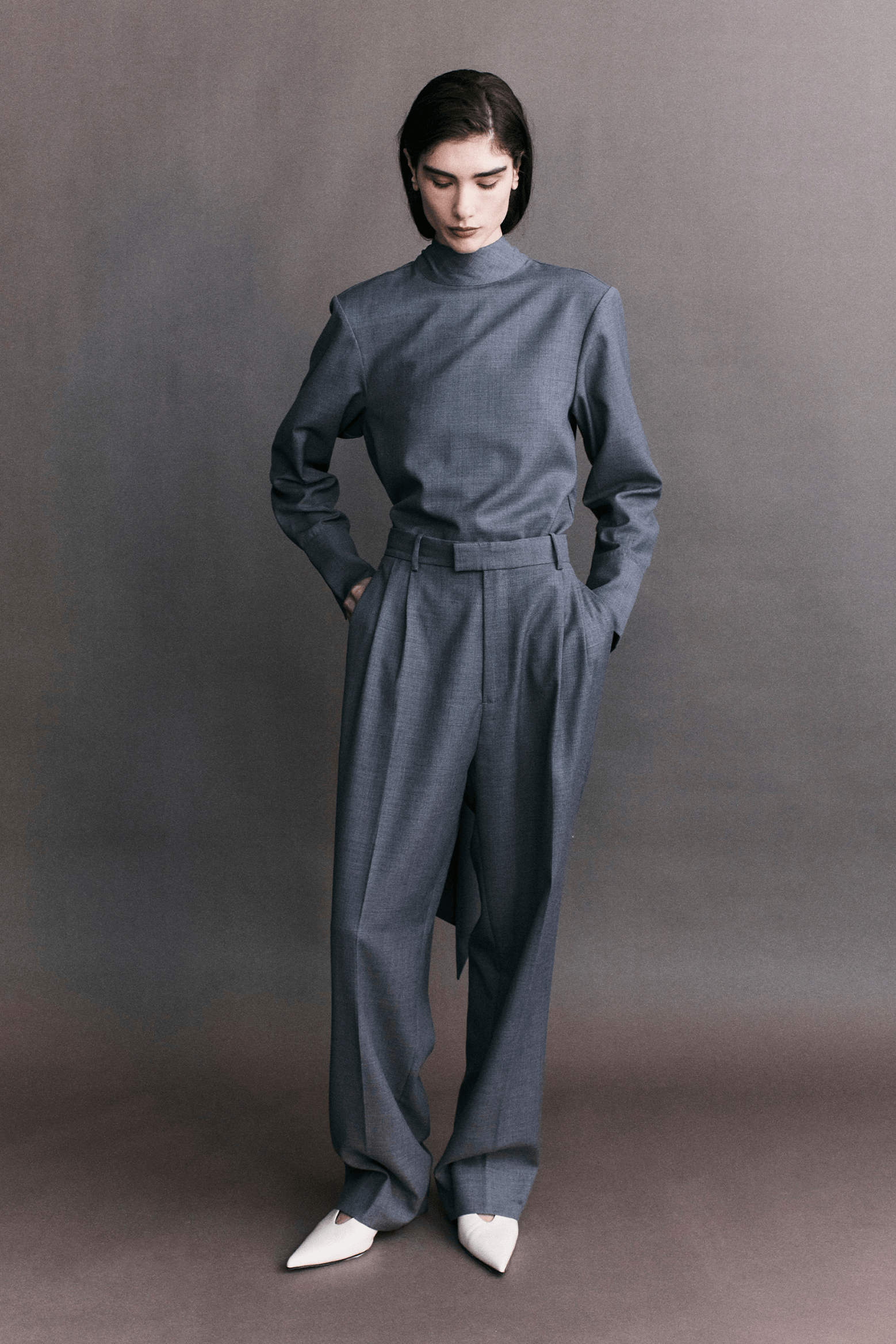 AGNE WOOL TIE BACK SHIRT