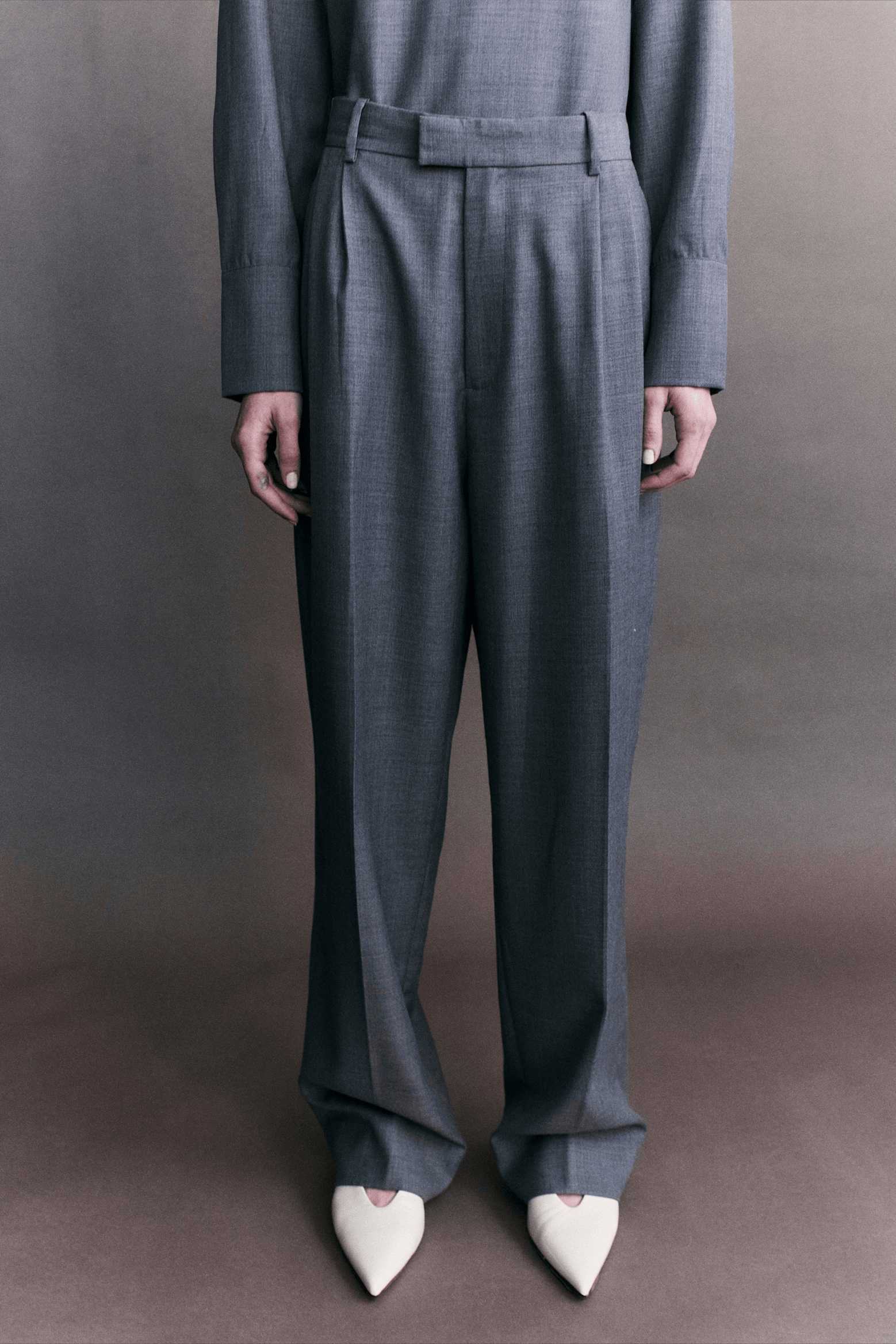 AMBROSE DOUBLE PLEAT WOOL TROUSER