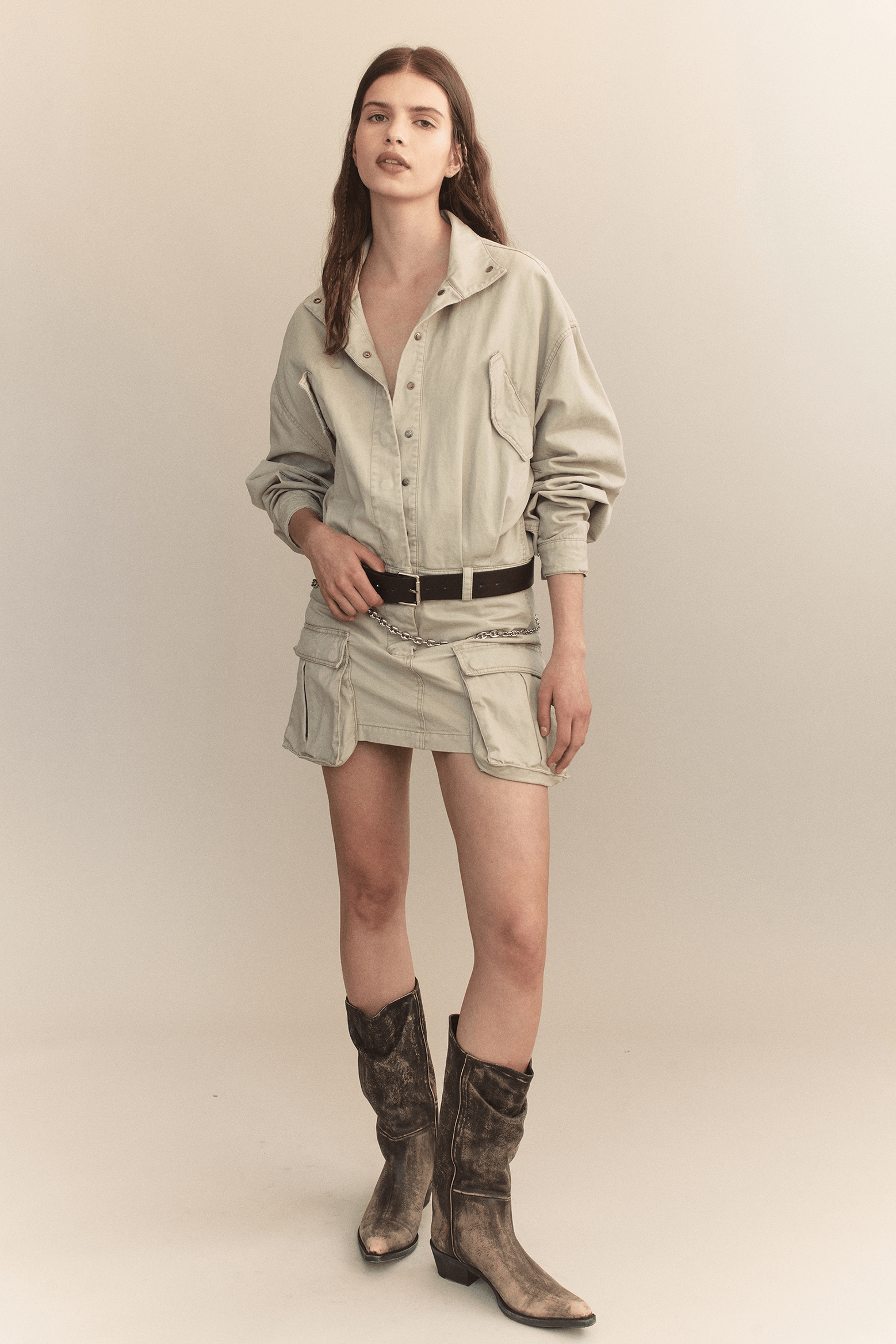 COURTNEY ZHENG COTTON DRILL CARGO MINI DRESS | THE NEW TREND