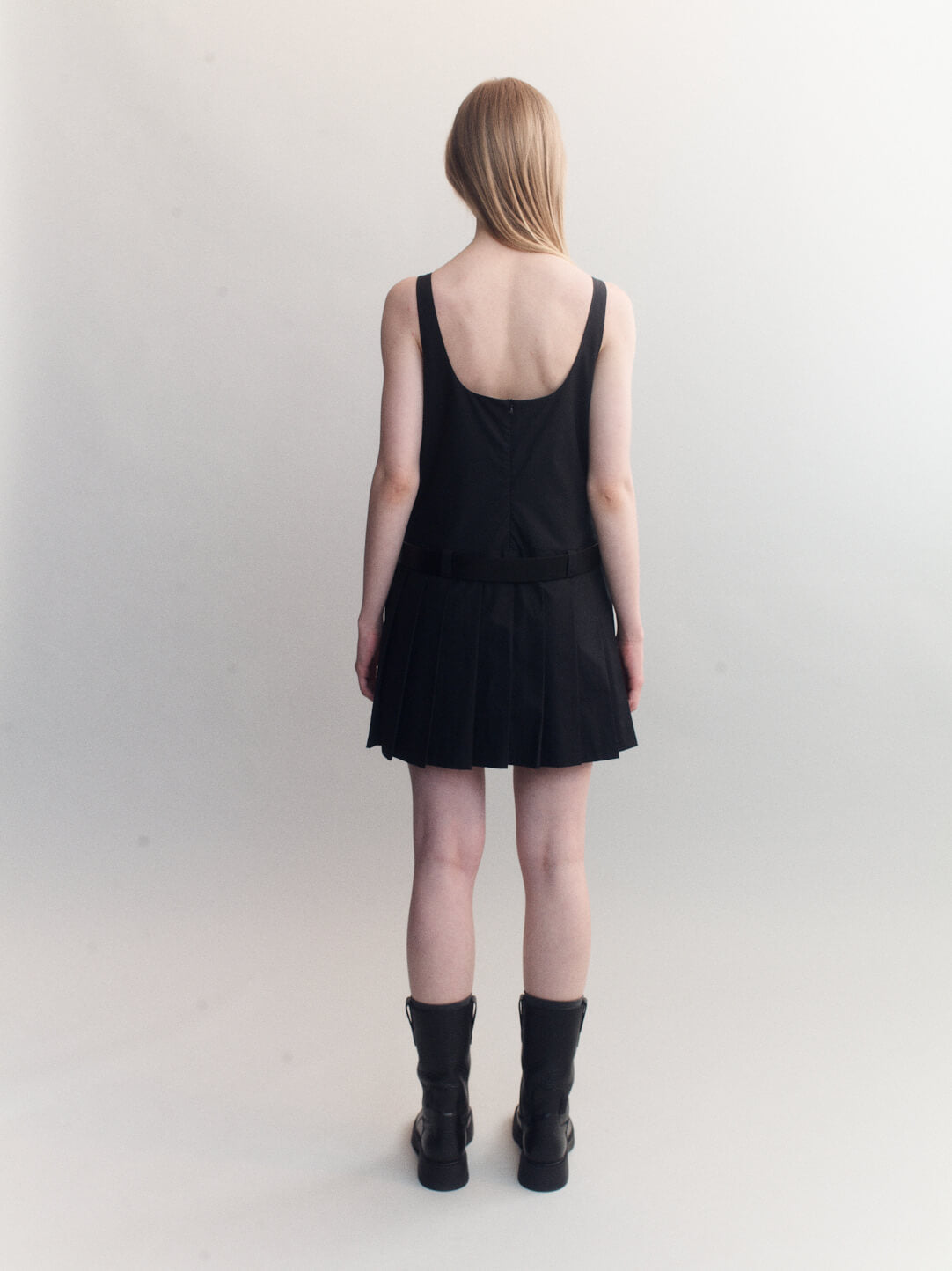 ANNEKE POPLIN PLEATED MINI DRESS