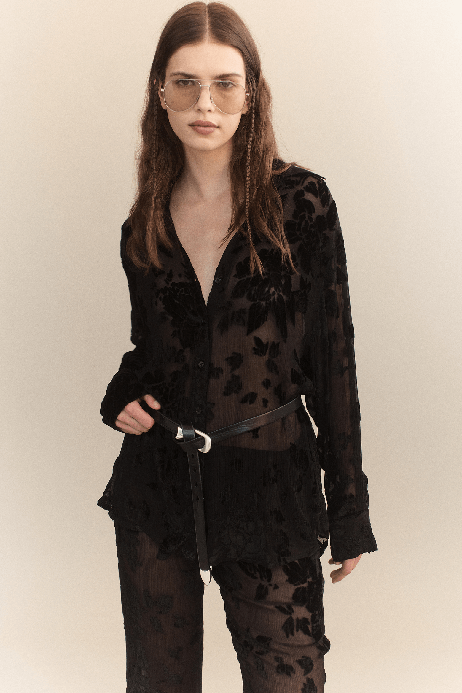 COURTNEY ZHENG SILK VELVET DEVORE SHIRT | THE NEW TREND